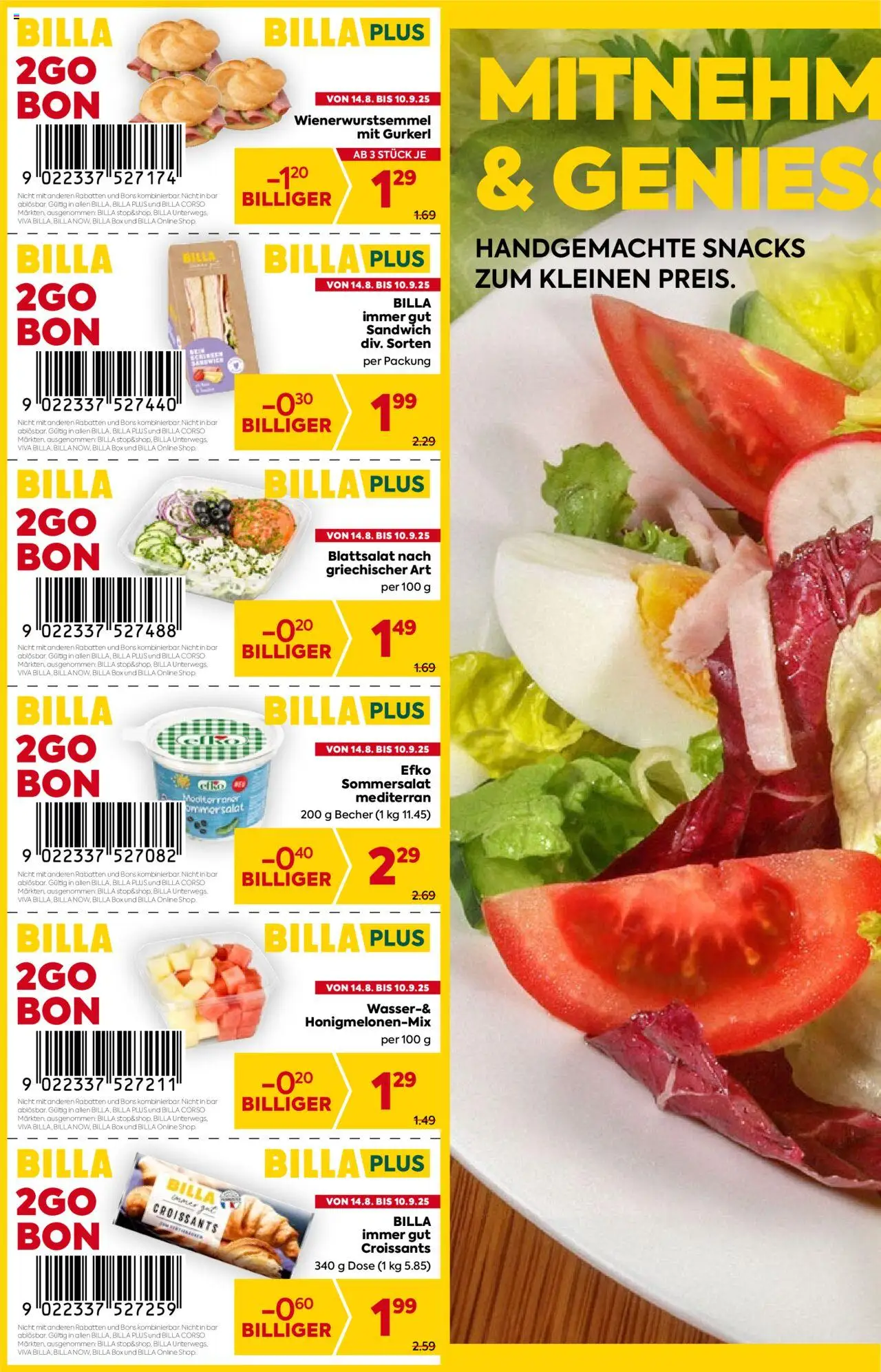Billa 2Go Bons gültig ab 14.08.2025 | Seite: 2 | Produkte: Salat, Box