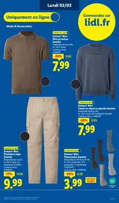 LIDL - Prévisualisation de Esmara® Men Chaussettes homme, Disponible du 39-42 au 43-46 Ex. 78% coton (bio), 21% polyamide, 1% élasthanne (CREORATM) Le lot au choix. n°496064 valide à partir de 29.01.2026 | Page: 71