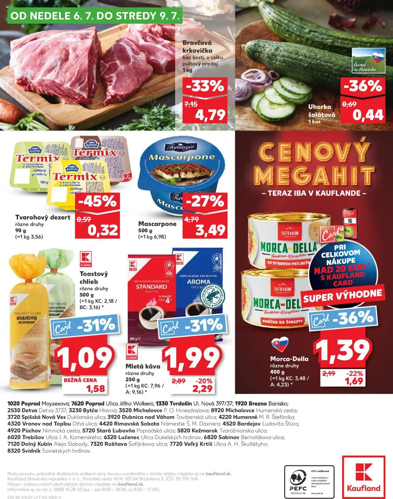 Kaufland Sabinov │ platný od 03.07.2025 | Strana: 76 | Produkty: Chlieb, Krkovička, Mascarpone, Pistácie
