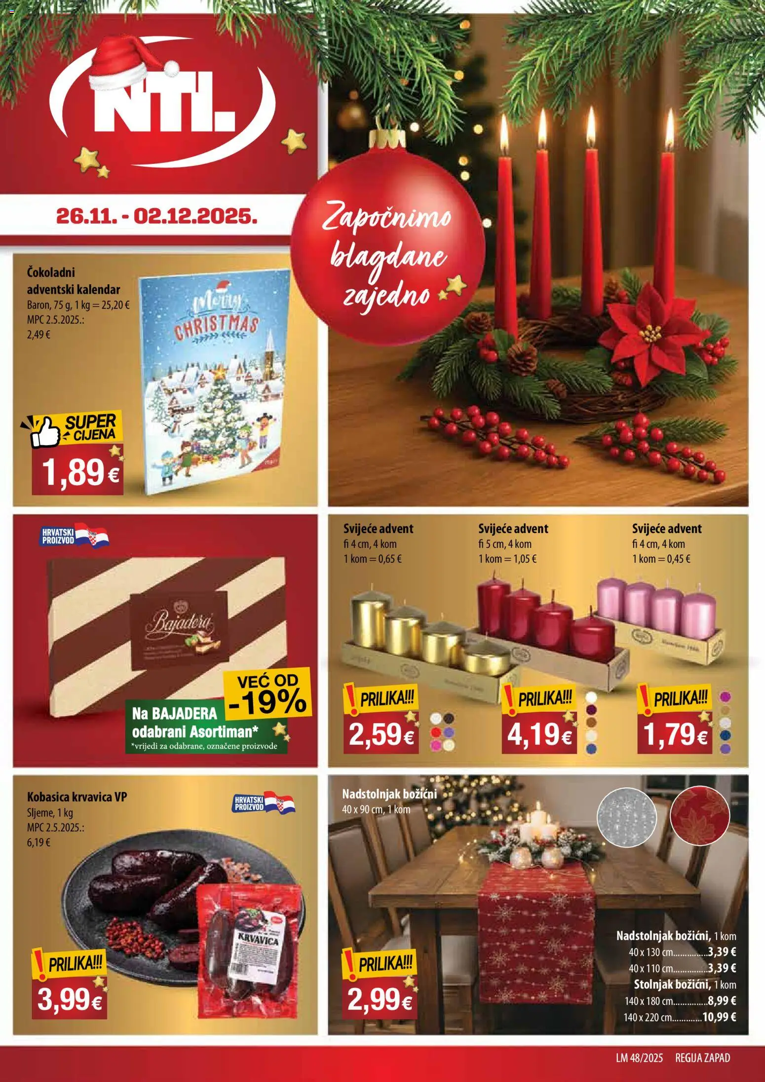 NTL katalog | vrijedi od 26.11.2025 | Stranica: 1 | Proizvodi: Stolnjak, Kobasica
