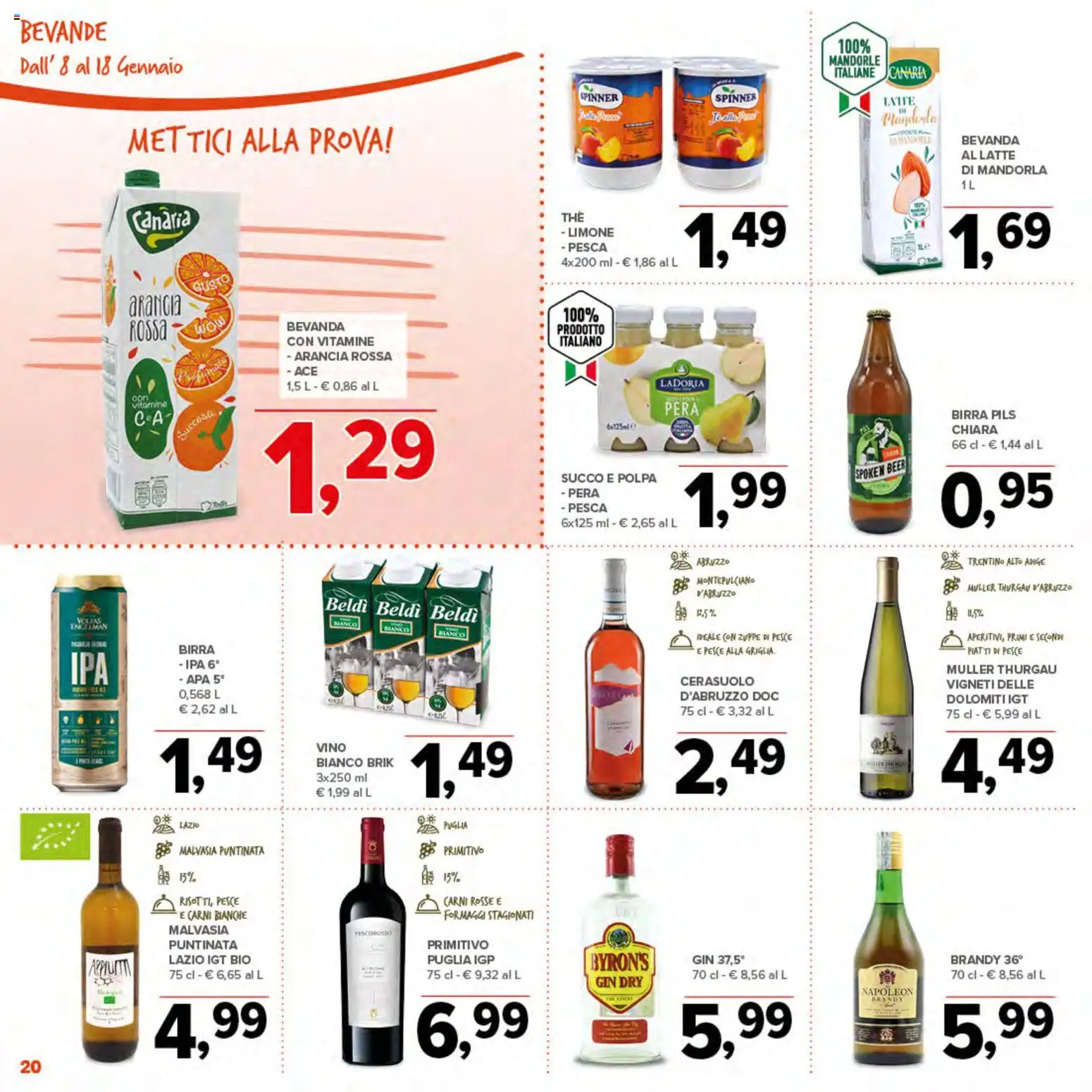 Volantino Todis del 08.01.2026 | Pagina: 20 | Prodotti: Birra, Gin, Pesca, Pera