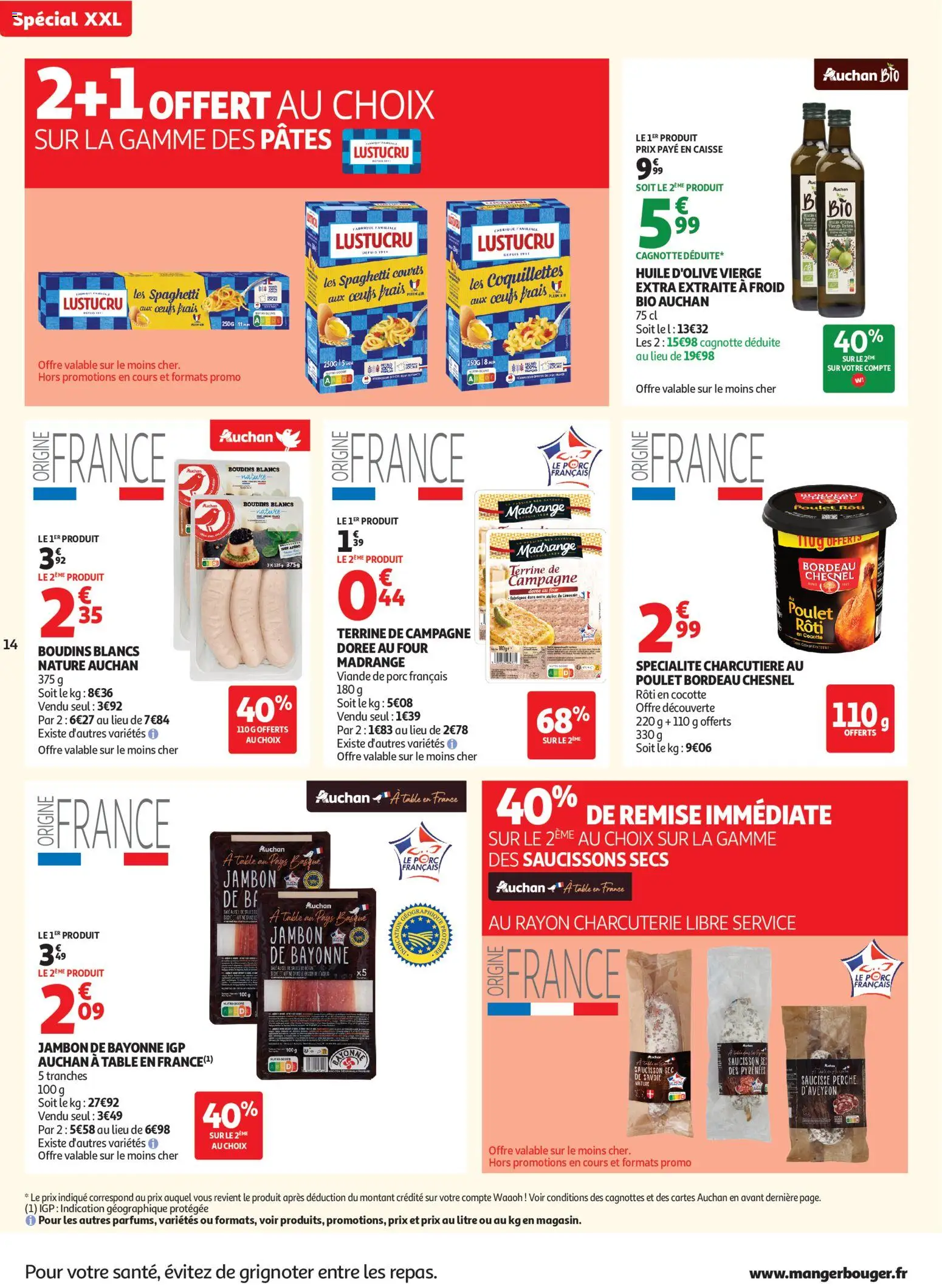 {H1} | Page: 14 | Produits: Spaghetti, Table, Huile, Saucisse