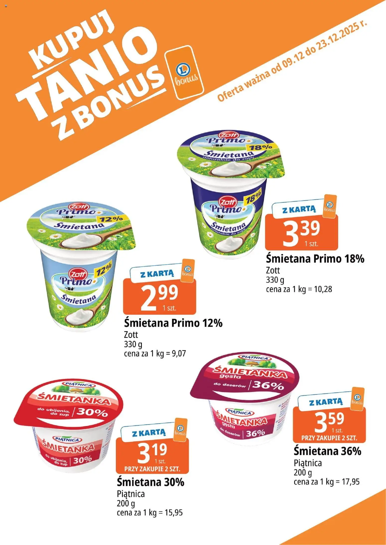 E.Leclerc Gazetka - Zamość kupony dodatkowe od 09.12.2025 | Strona: 2 | Produkty: Karta, Śmietana