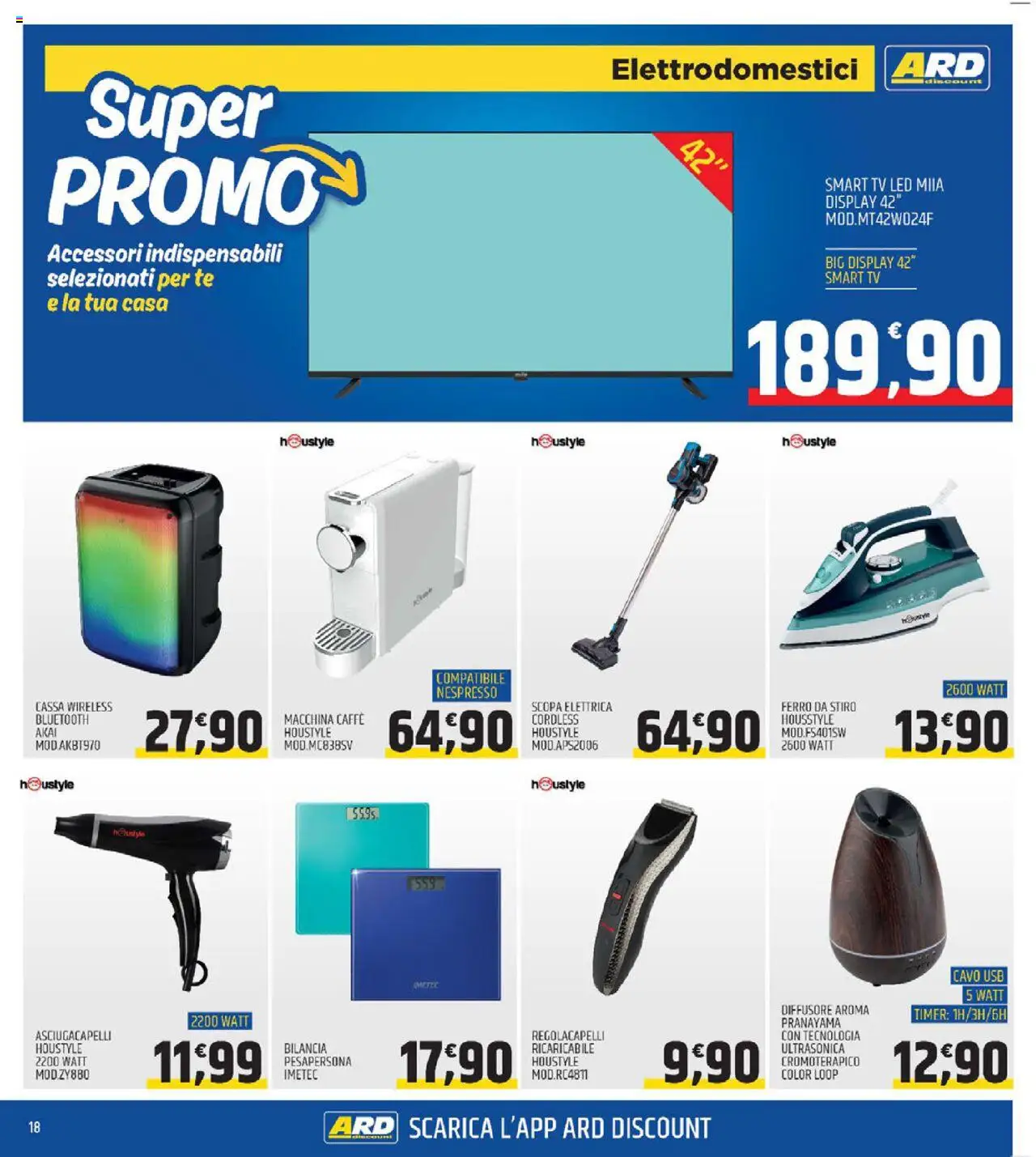 Volantino ARD Discount del 02.10.2025 | Pagina: 18 | Prodotti: Scopa elettrica, Tè, Cavo, USB