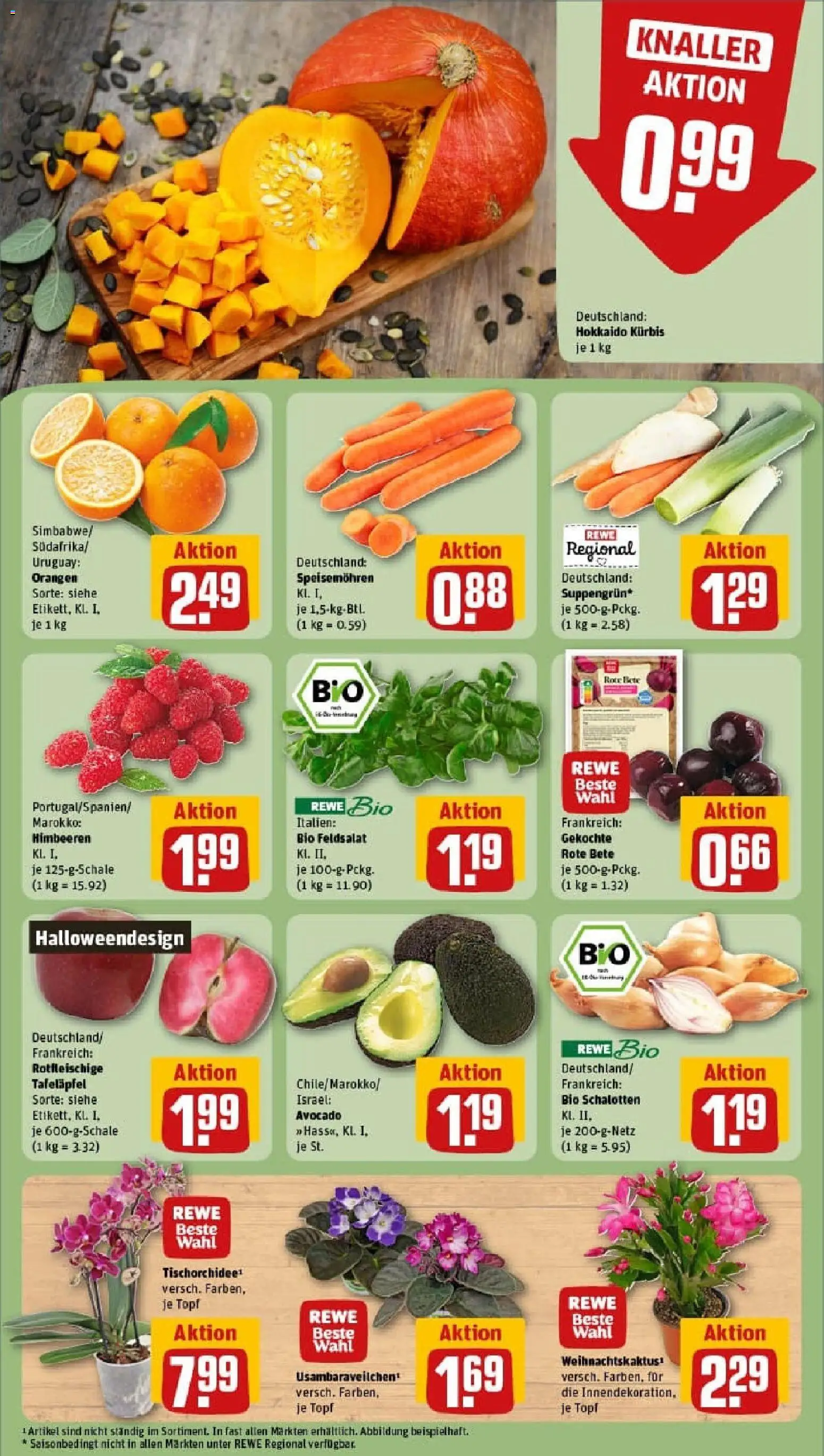 Rewe prospekt Bad Düben	 – gültig ab 26.10.2025 | Seite: 9 | Produkte: Himbeeren, Orangen, Avocado, Kürbis