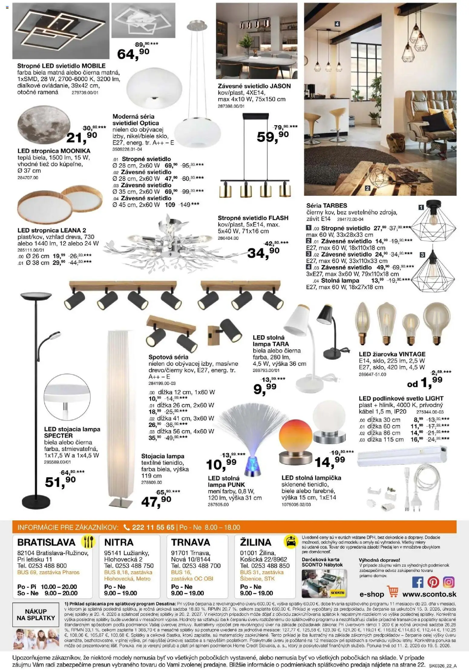 Nové Sconto nábytok akcie – leták je platný od 11.02.2026 | Strana: 22 | Produkty: Nábytok, Lampa, Závesné svietidlo, Stropné svietidlo