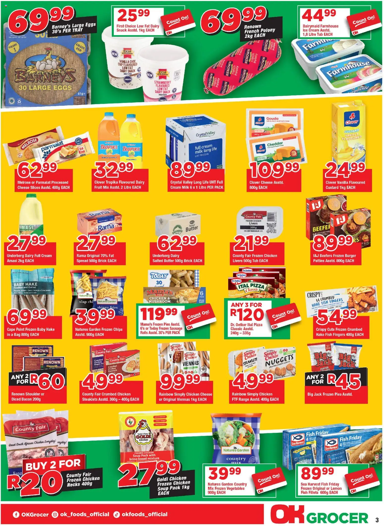 New OK Foods catalogue – valid from 25.02.2026 | Page: 3 | Products: Milk, Cheese, Polony, Soup