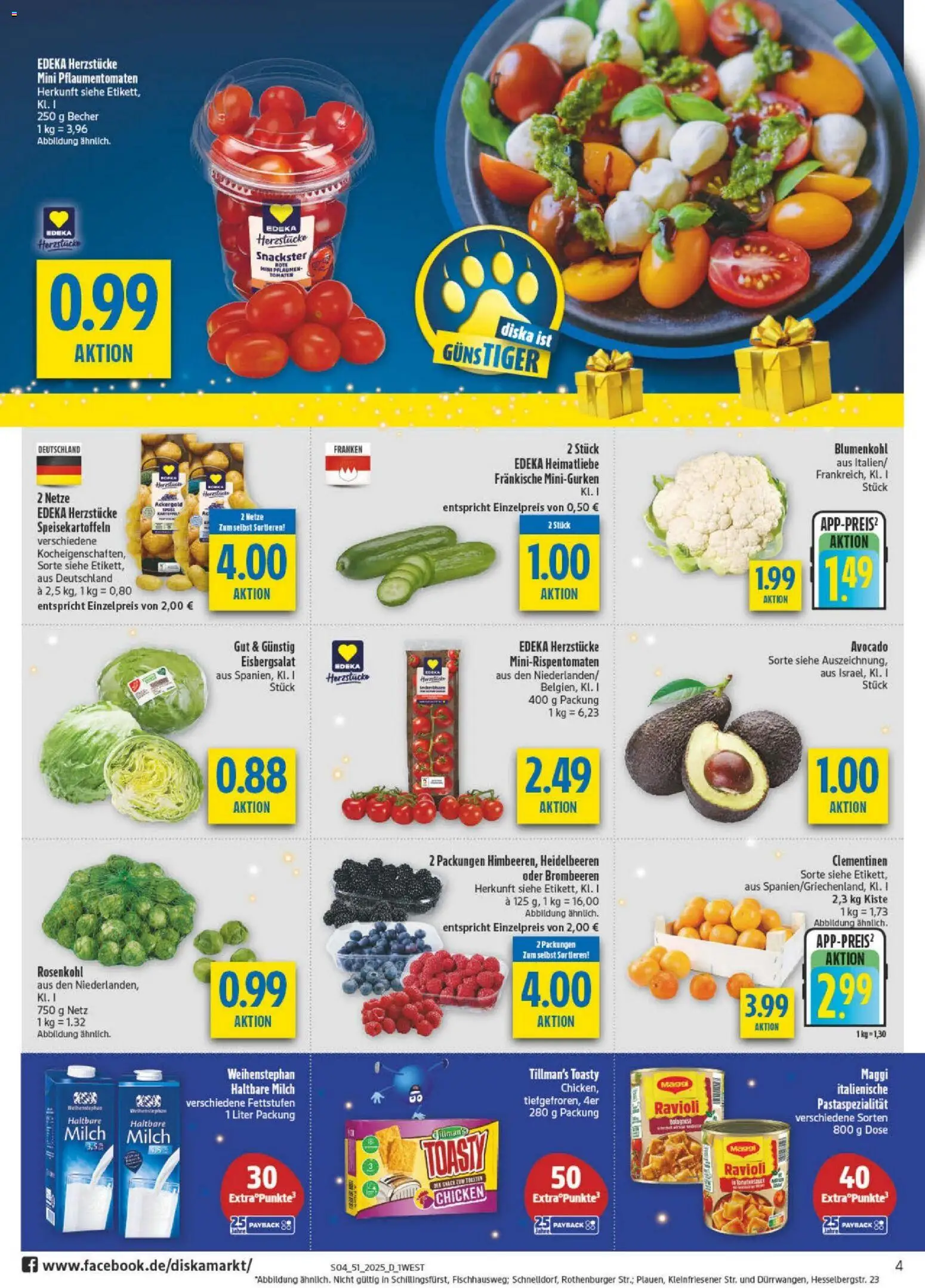 Diska - Diska Angebote Bayern KW51 – gültig ab 15.12.2025 | Seite: 4 | Produkte: Maggi, Haltbare milch, Eisbergsalat, Blumenkohl
