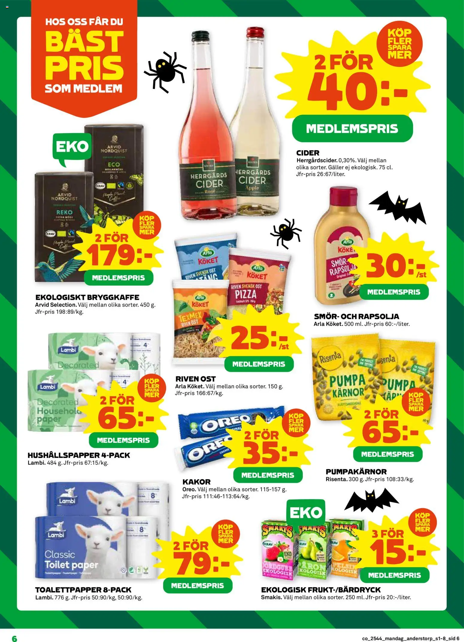 Coop reklamblad aktuell från 27.10.2025 | Sida: 6 | Produkter: Galler, Smör, Ost, Pizza