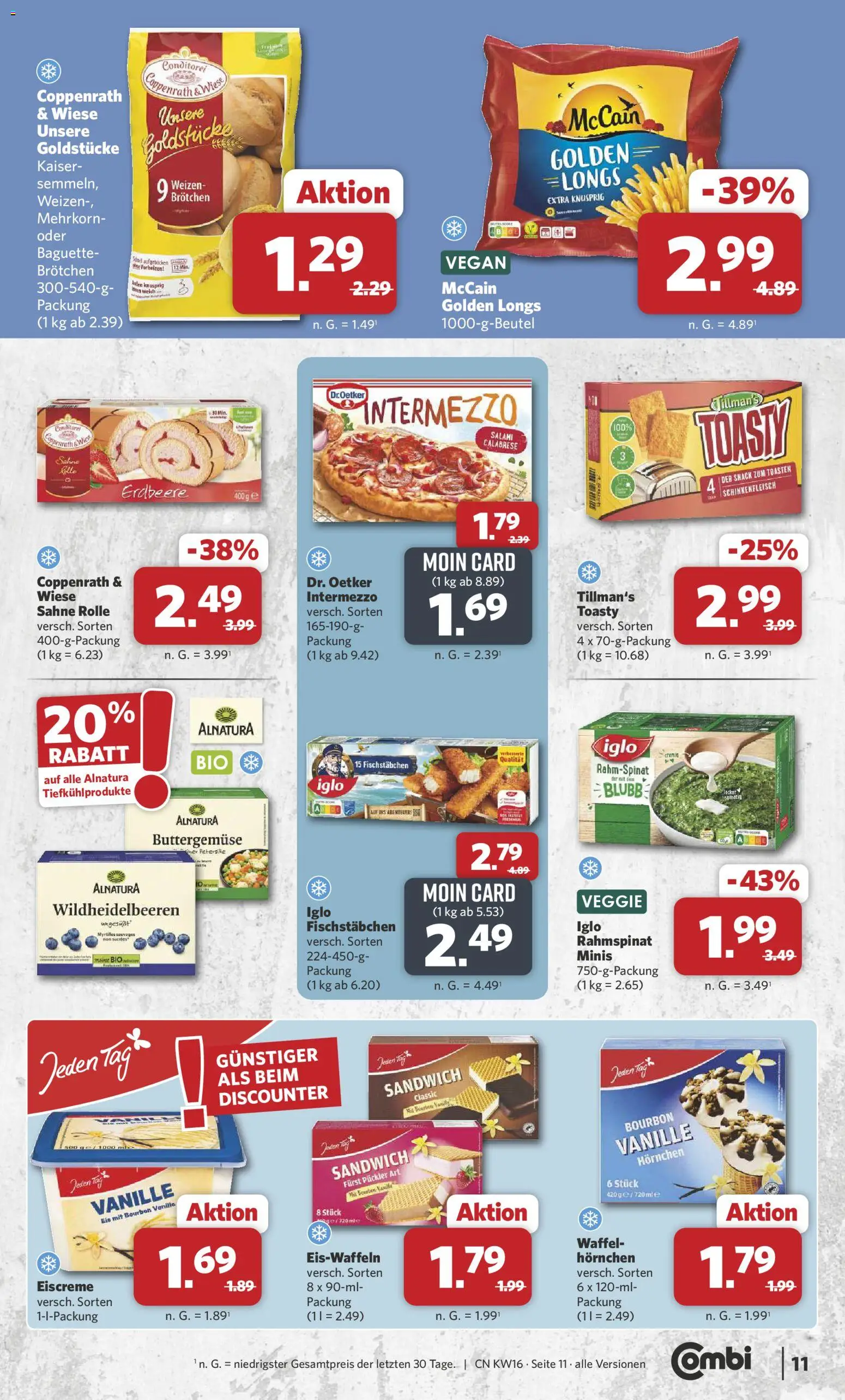 Combi Prospekt 	 – gültig ab 13.04.2026 | Seite: 11 | Produkte: Iglo, Petersilie, Salami, Sahne