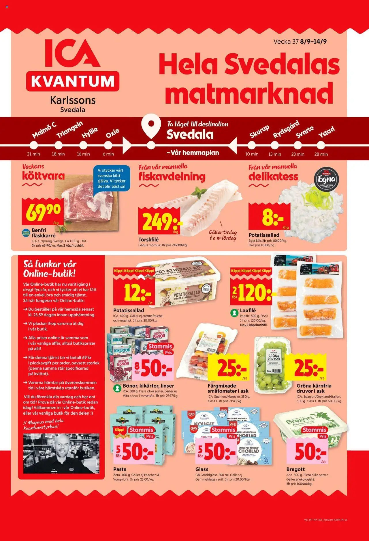 ICA Kvantum reklamblad aktuell från 08.09.2025 | Sida: 1 | Produkter: Linser, Choklad, Pasta, Bönor