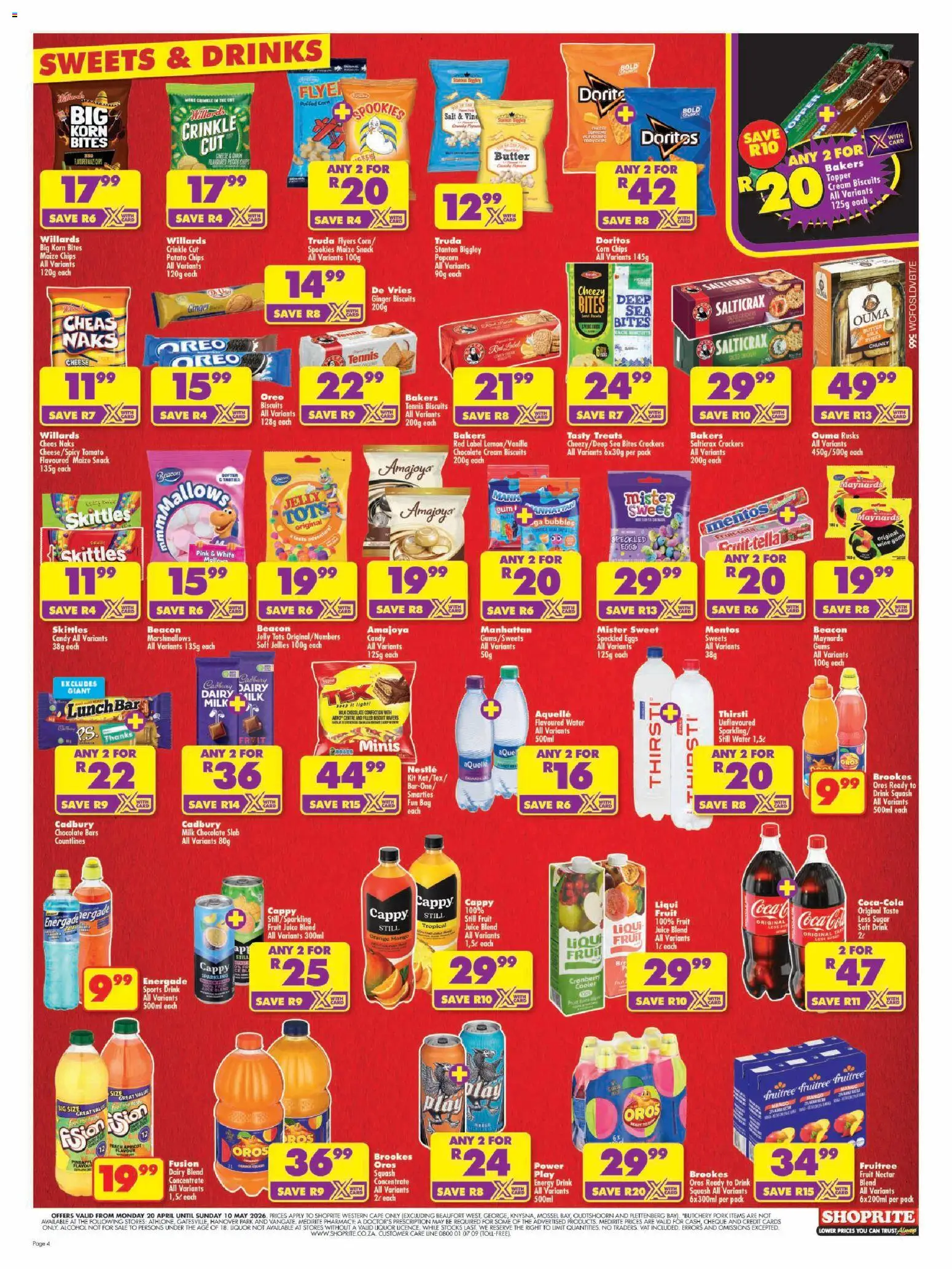 New Shoprite catalogue – valid from 20.04.2026 | Page: 4 | Products: Milk, Butter, Eggs, Peach