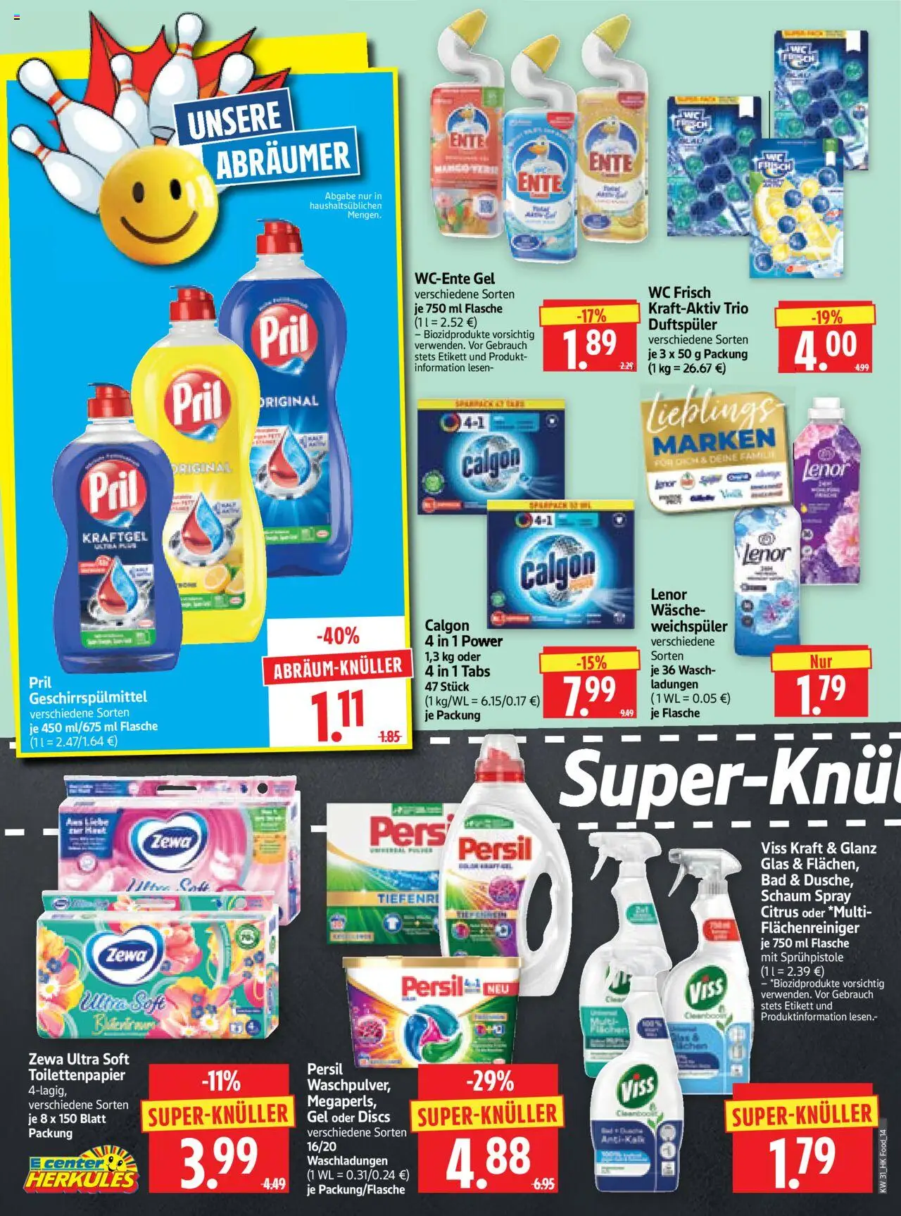 HERKULES Prospekt 	 - gültig ab dem 28.07.2025 | Seite: 14 | Produkte: Wc frisch, Pril, Persil, Toilettenpapier