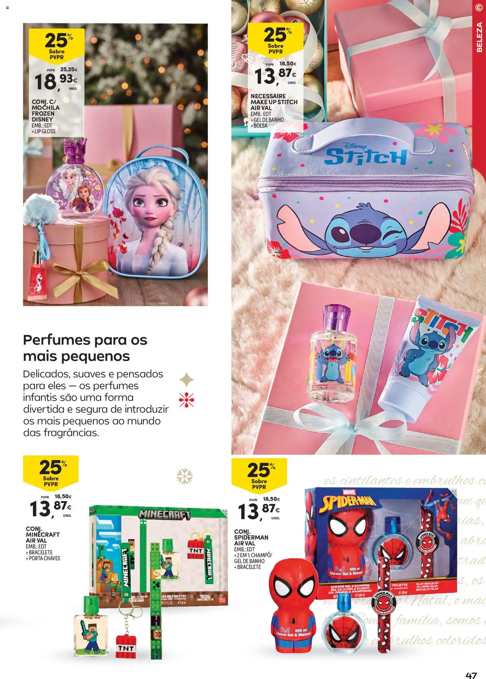 Continente - Natal │ válido de 11.11.2025 | Página: 47 | Produtos: Mochila, Necessaire, Eau de toilette, Gel de banho
