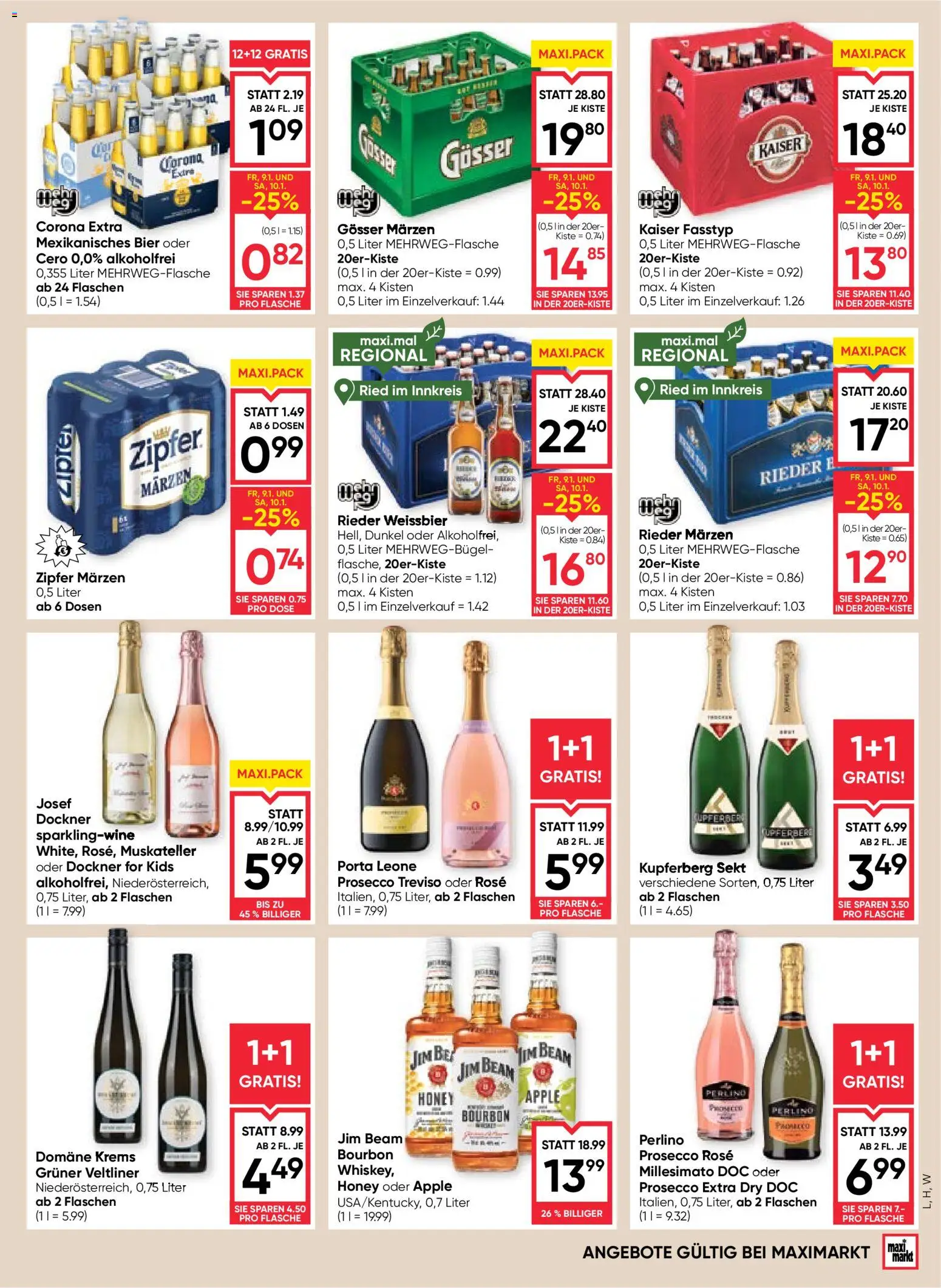 Maximarkt Flugblatt gültig ab 08.01.2026 | Seite: 15 | Produkte: Apple, Bier, Bourbon