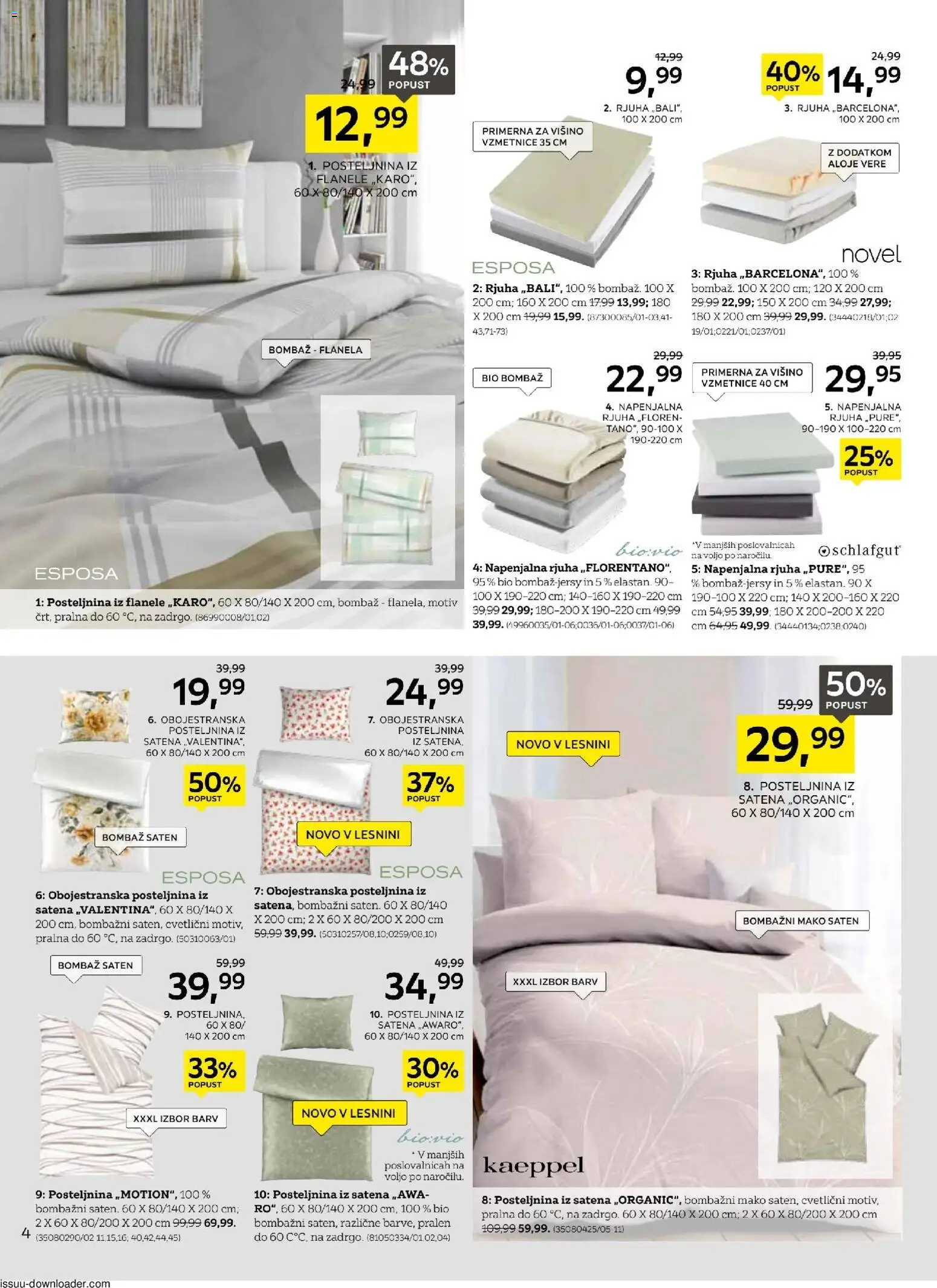 Novi XXXL Lesnina katalog ponudbe – veljaven od 04.11.2025 | Stran: 4 | Izdelki: Posteljnina, Rjuha