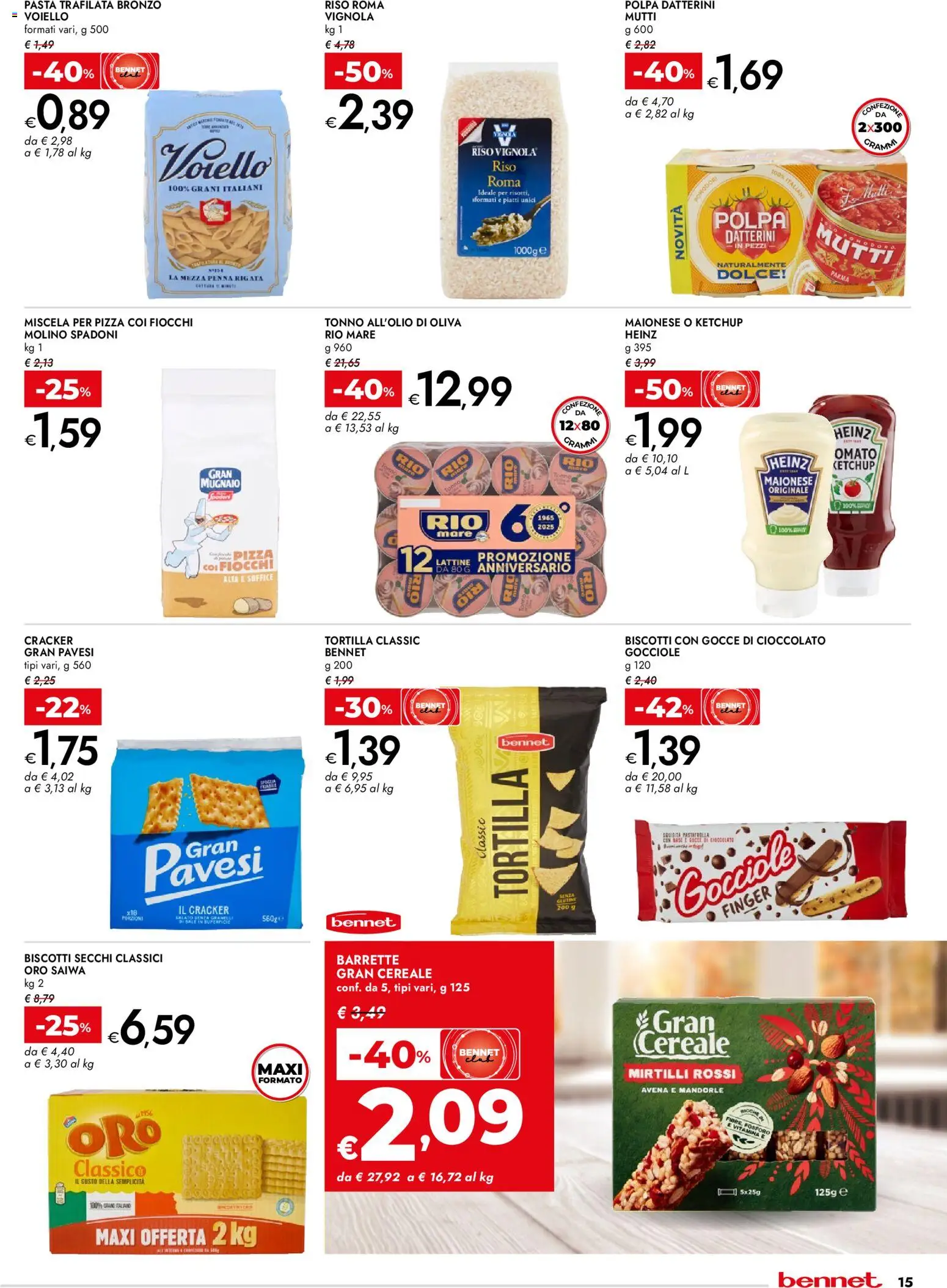 Volantino bennet del 30.10.2025 | Pagina: 15 | Prodotti: Biscotti, Fiocchi, Pasta, Mirtilli