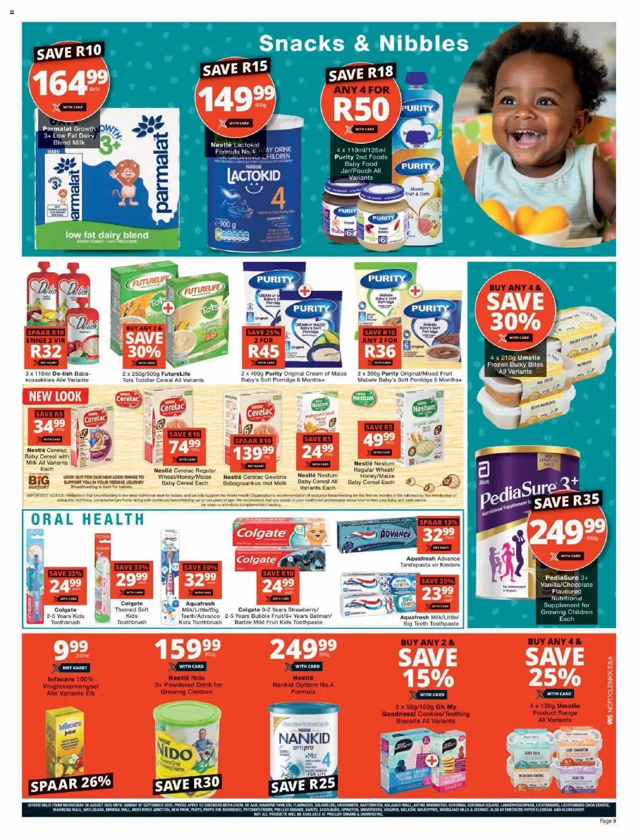 Checkers Northern Cape - August Month-End Promotion │ valid from 20.08.2025 | Page: 9 | Products: Juice, Cream, Toothpaste, Toothbrush