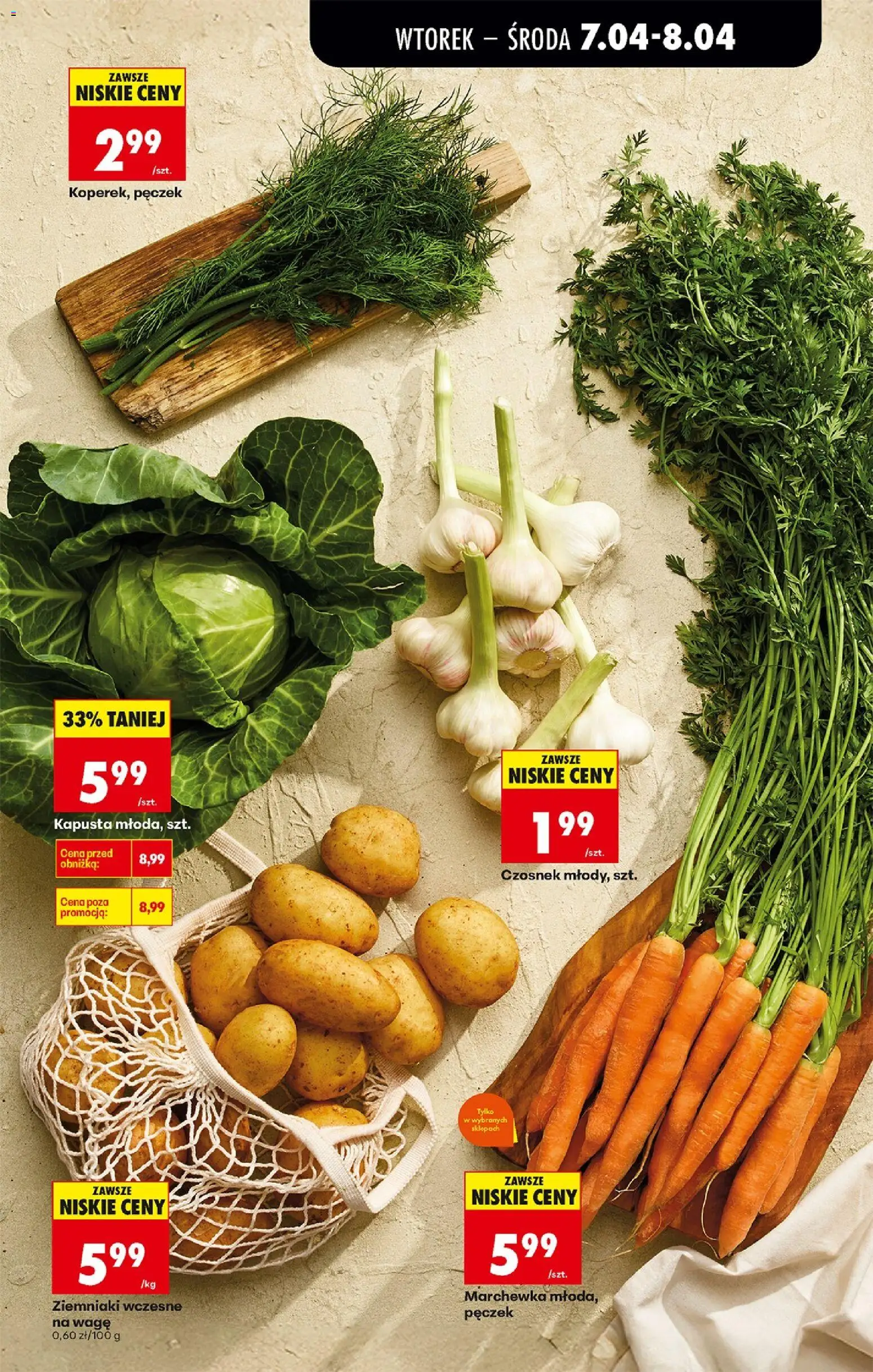 Biedronka gazetka od wtorku od 07.04.2026 | Strona: 25 | Produkty: Czosnek, Kapusta, Marchewka, Ziemniaki