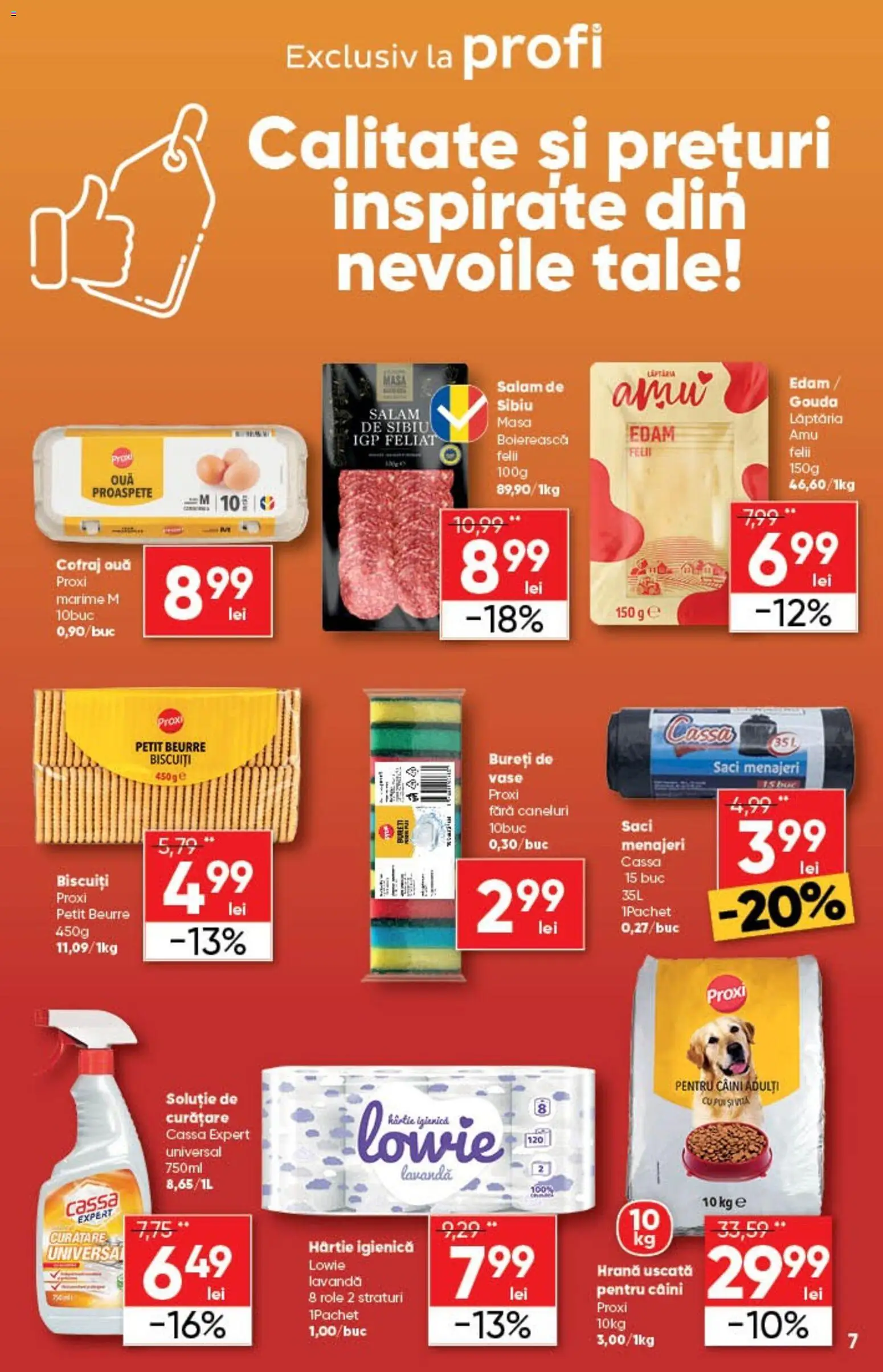 Noul catalog Profi – valabil de la 12.11.2025 | Pagină: 7 | Produse: Saci menajeri, Masă, Salam, Biscuiți
