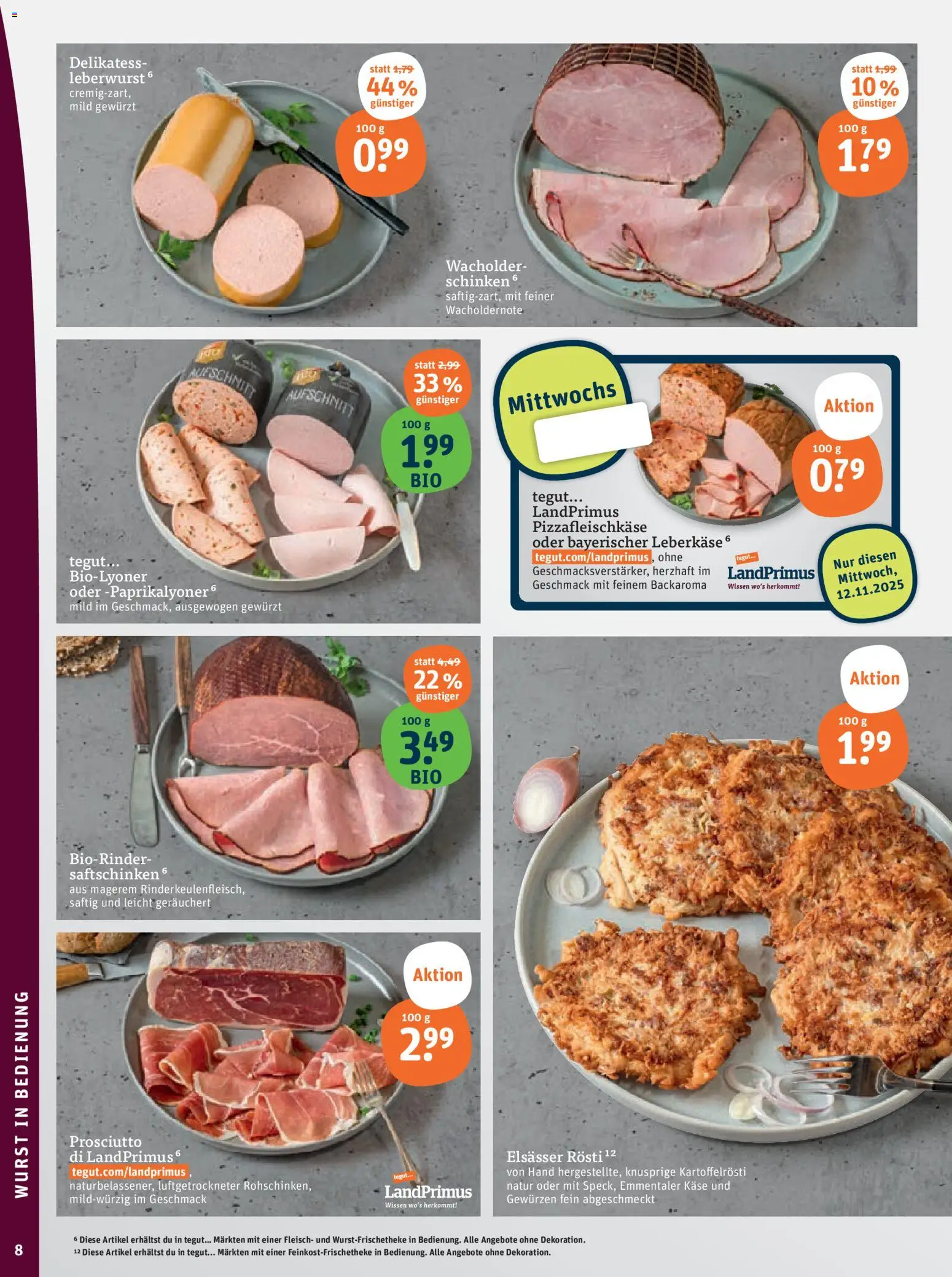 Tegut Prospekt – gültig ab 10.11.2025 | Seite: 10 | Produkte: Käse, Wurst, Schinken, Fleisch