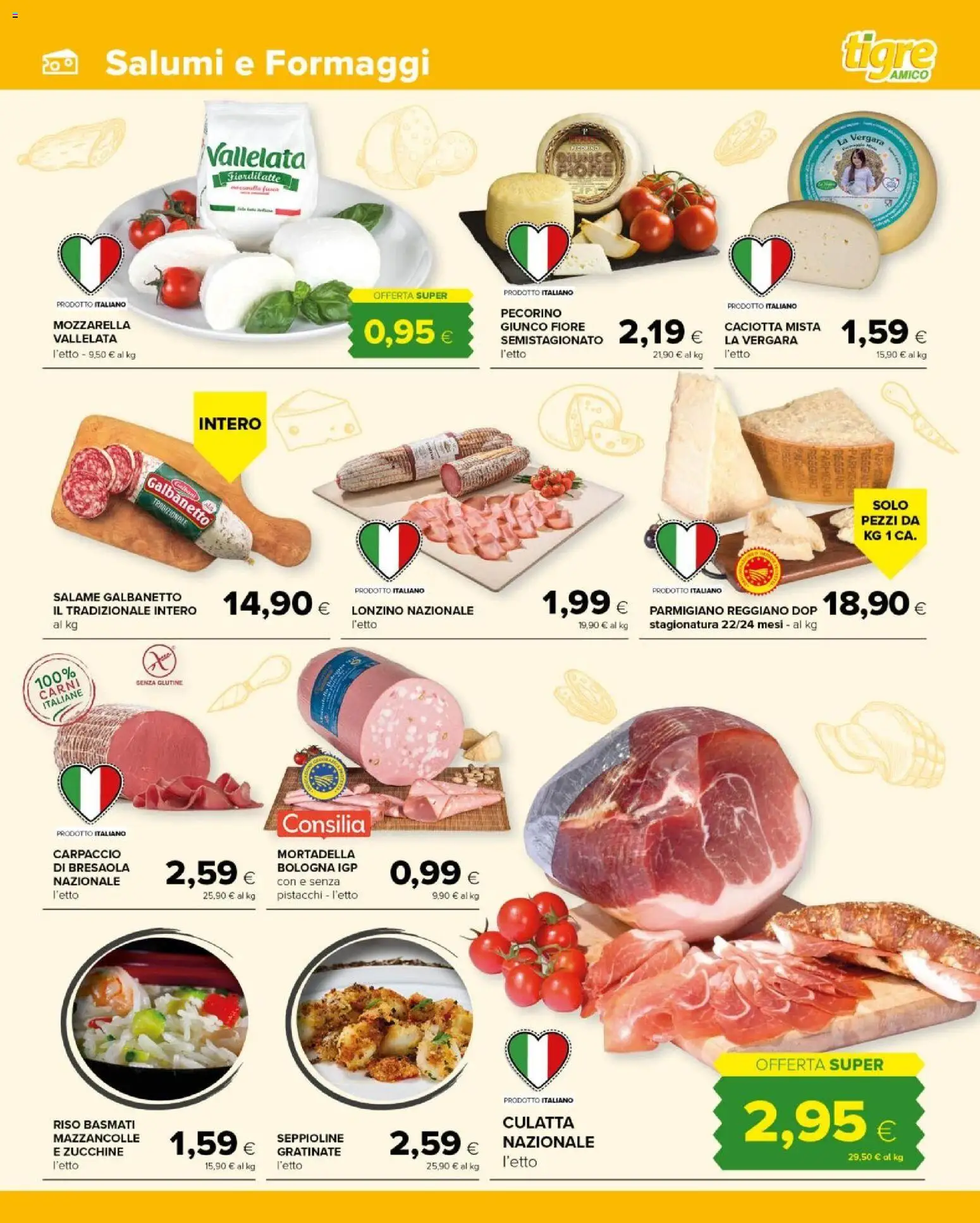 Volantino Tigre del 10.03.2026 | Pagina: 3 | Prodotti: Mazzancolle, Zucchine, Parmigiano reggiano, Pecorino