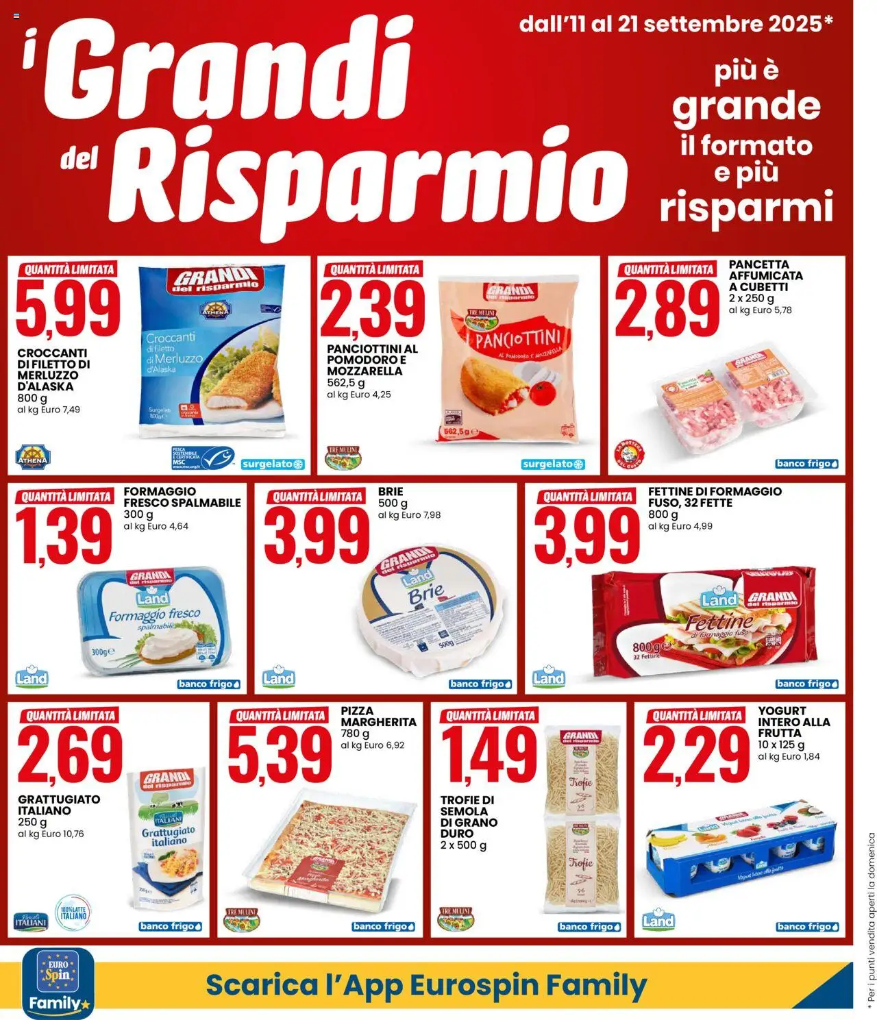 Volantino Eurospin del 11.09.2025 | Pagina: 2 | Prodotti: Pizza, Pancetta, Pomodoro, Formaggio