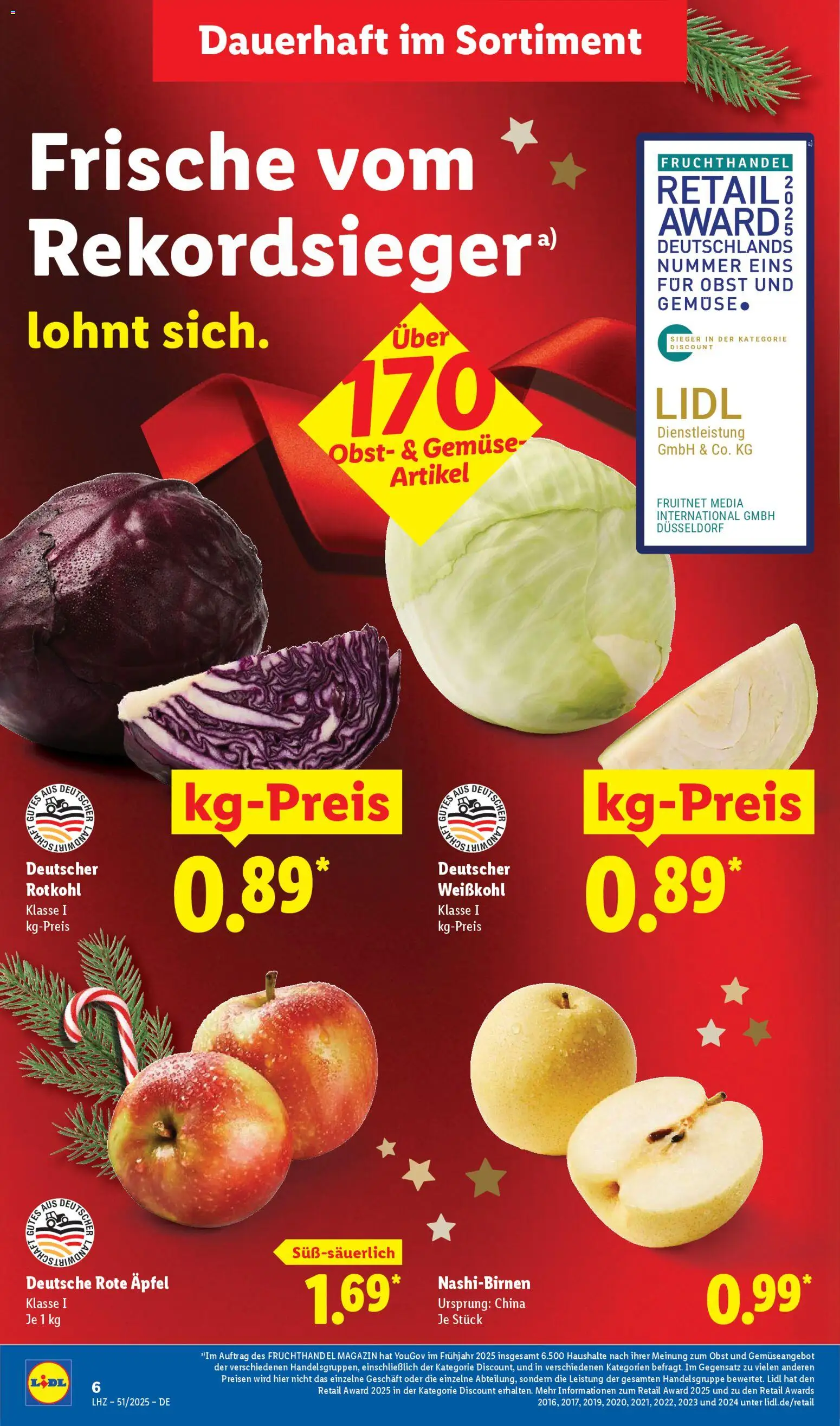 Lidl Prospekt Bestwig – gültig ab 15.12.2025 | Seite: 16 | Produkte: Rotkohl, Äpfel, Gemüse, Obst