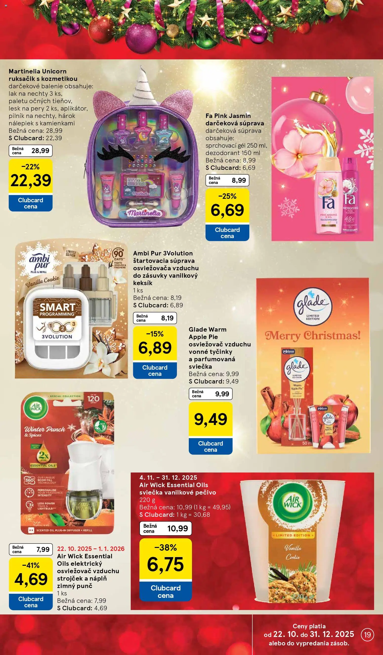Nové Tesco akcie – leták je platný od 24.11.2025 | Strana: 19 | Produkty: Osviežovač vzduchu, Strojček, Air Wick