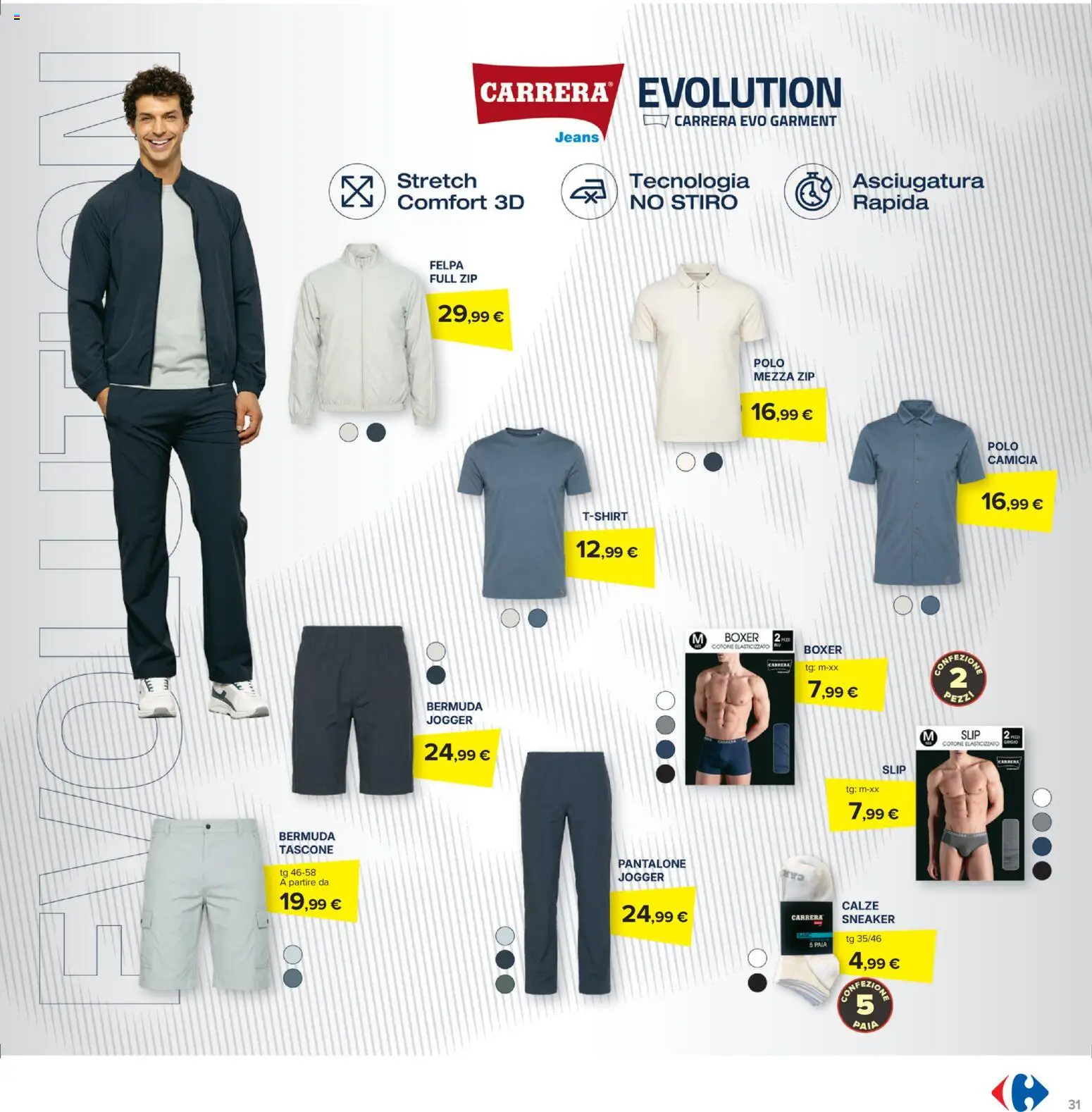 Volantino Carrefour del 07.04.2026 | Pagina: 31 | Prodotti: Camicia, Felpa, Boxer, Polo