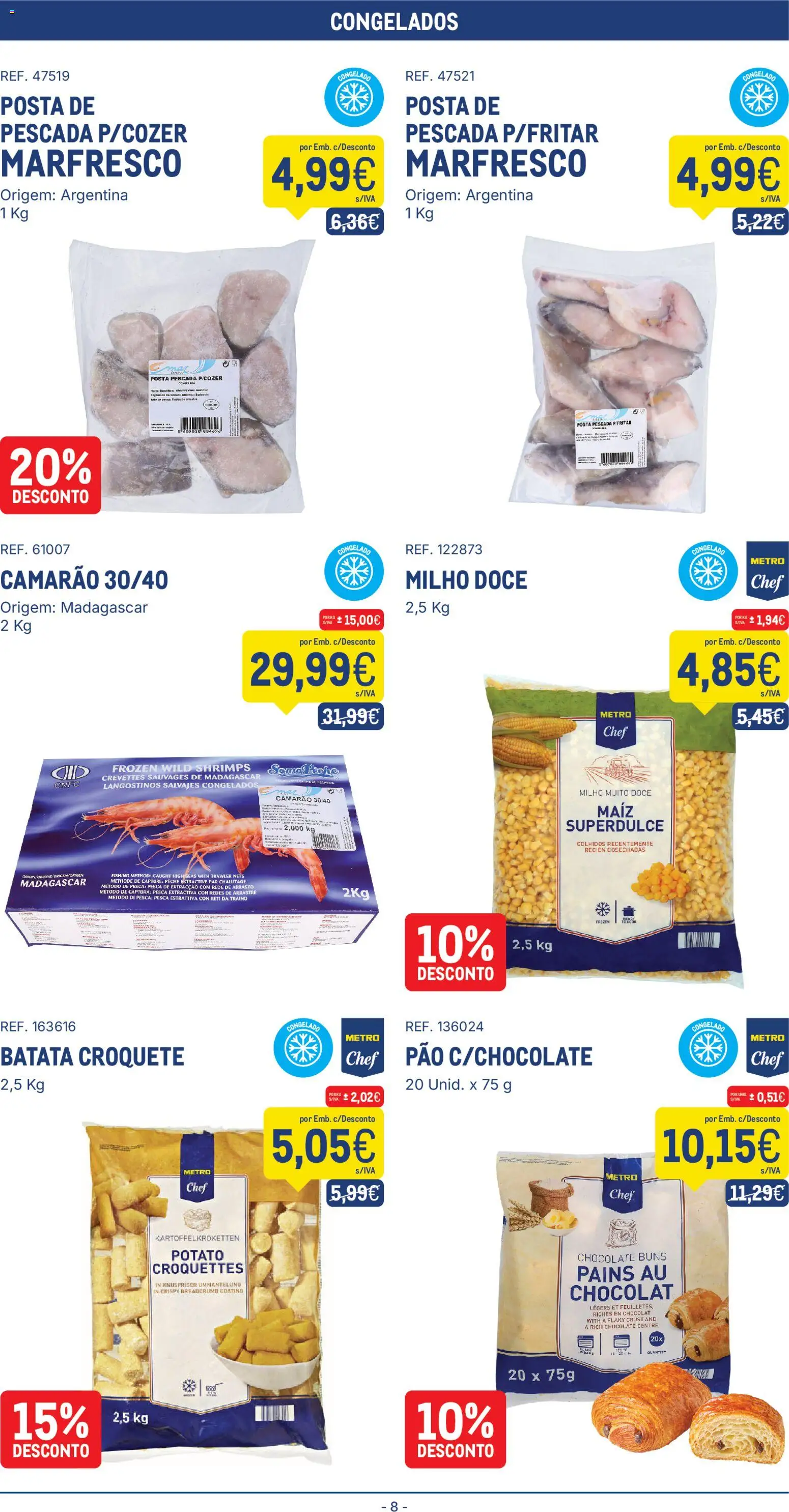 Makro folheto │ válido de 28.04.2026 | Página: 8 | Produtos: Batata, Pescada, Pão, Chocolate