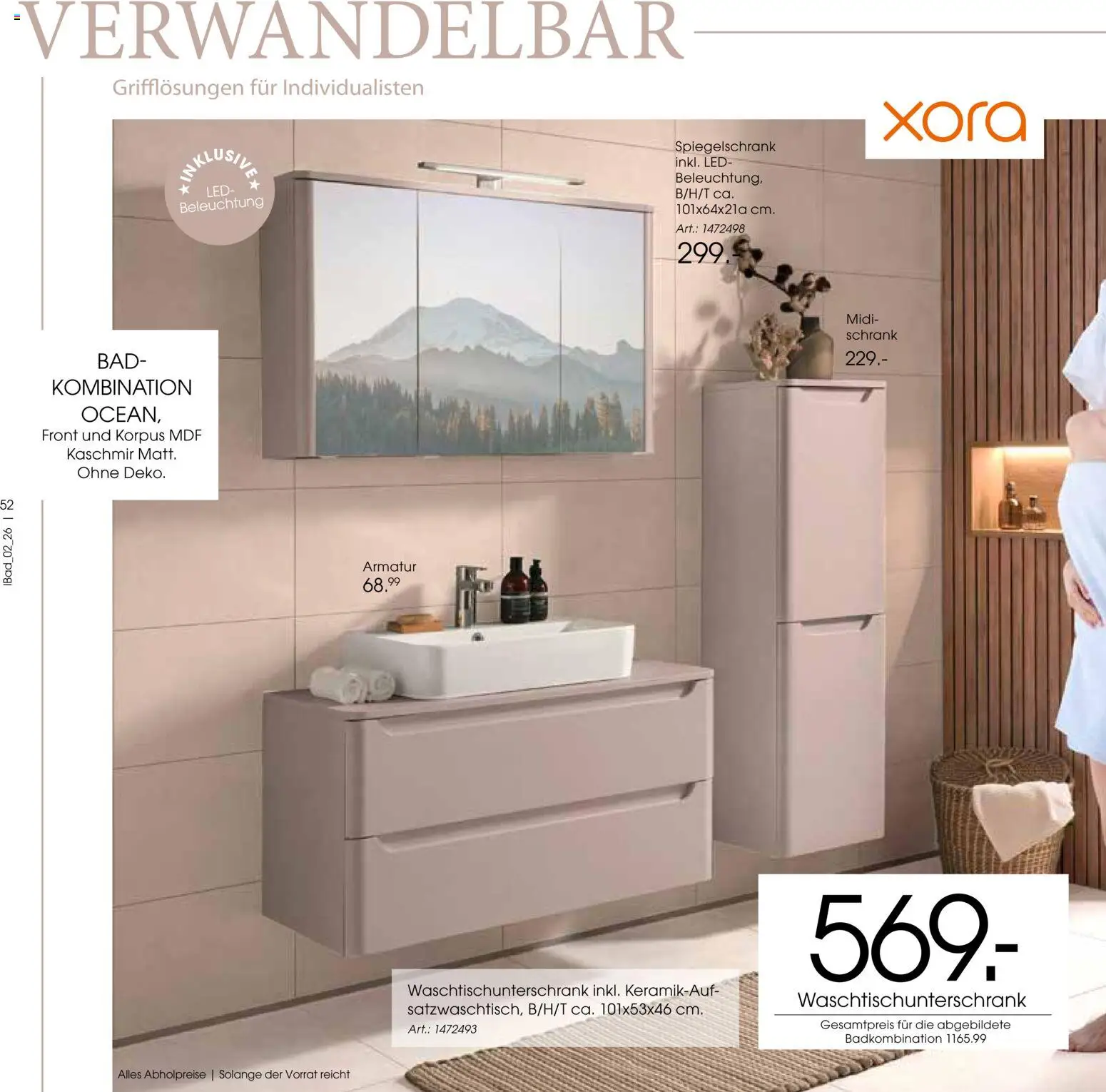 Zurbrüggen Bad Design Trends – gültig ab 23.03.2026 | Seite: 52 | Produkte: Schrank, Bad, Armatur, Spiegelschrank