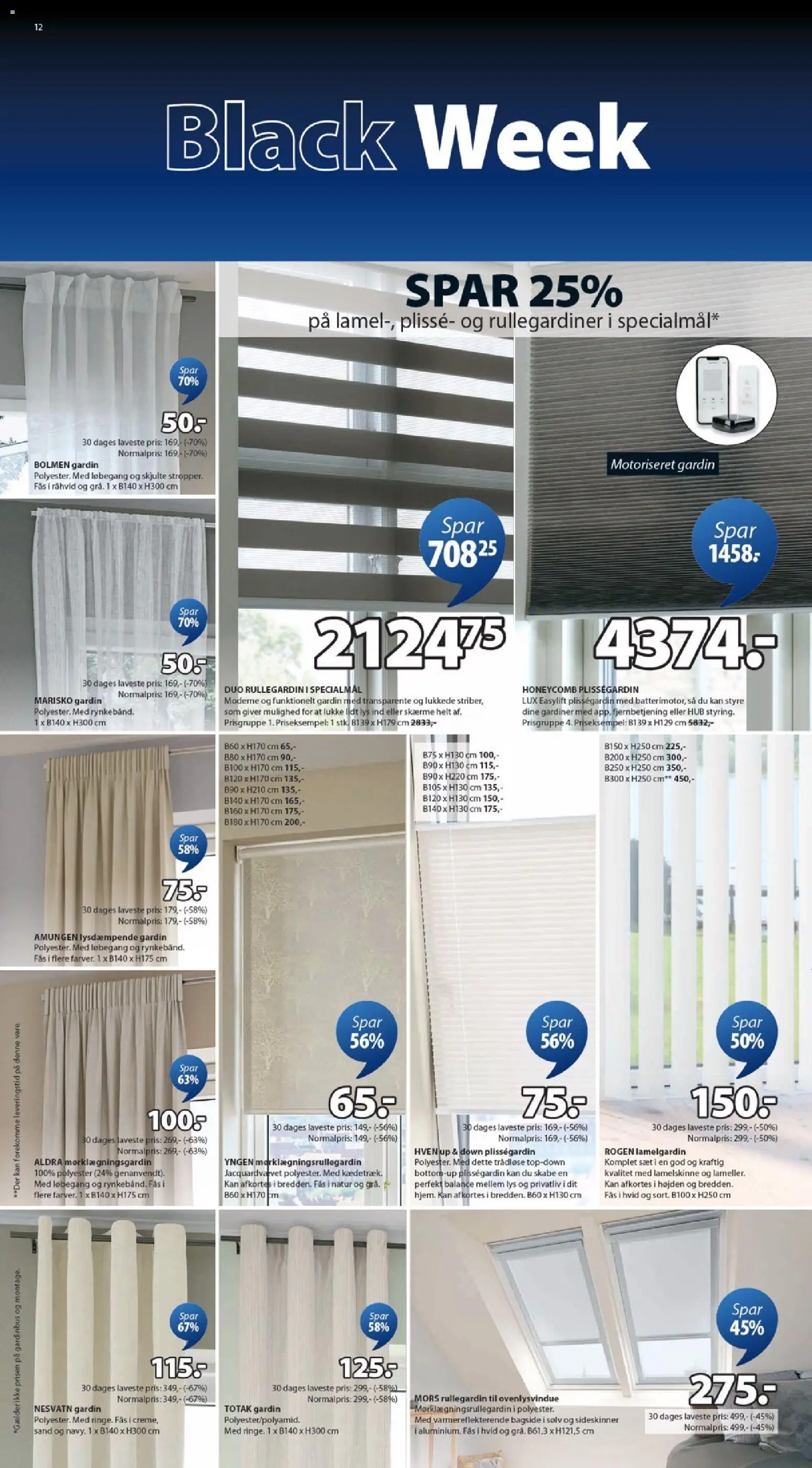 JYSK tilbudsavis – gyldig fra 24.11.2025 | Side: 12 | Produkter: Rullegardiner, Gardiner, Skærme, Søm