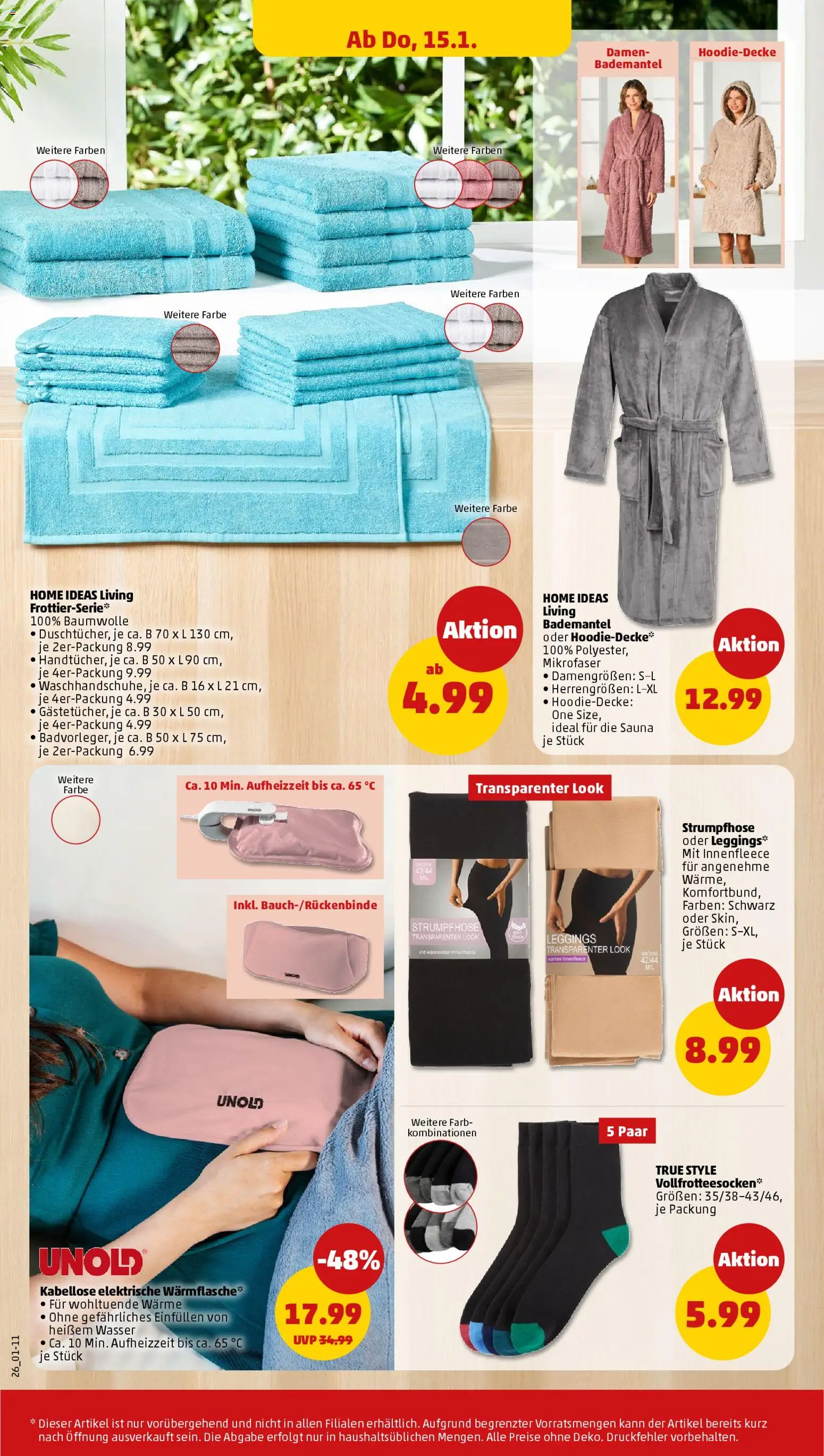 Penny Prospekt 	 – gültig ab 12.01.2026 | Seite: 30 | Produkte: Wasser, Leggings, Bademantel, Strumpfhose