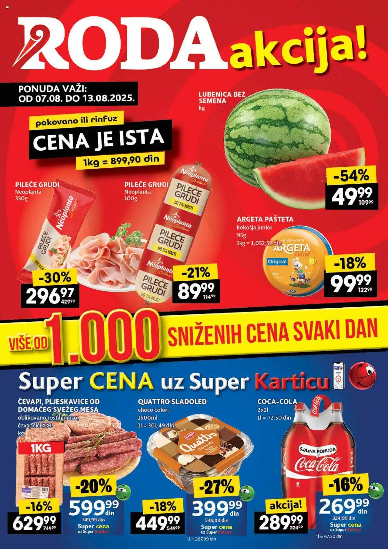 Roda katalog - važi od 07.08.2025 | Strana: 1 | Proizvode: Pljeskavice, Sladoled, Lubenica, Roštilj