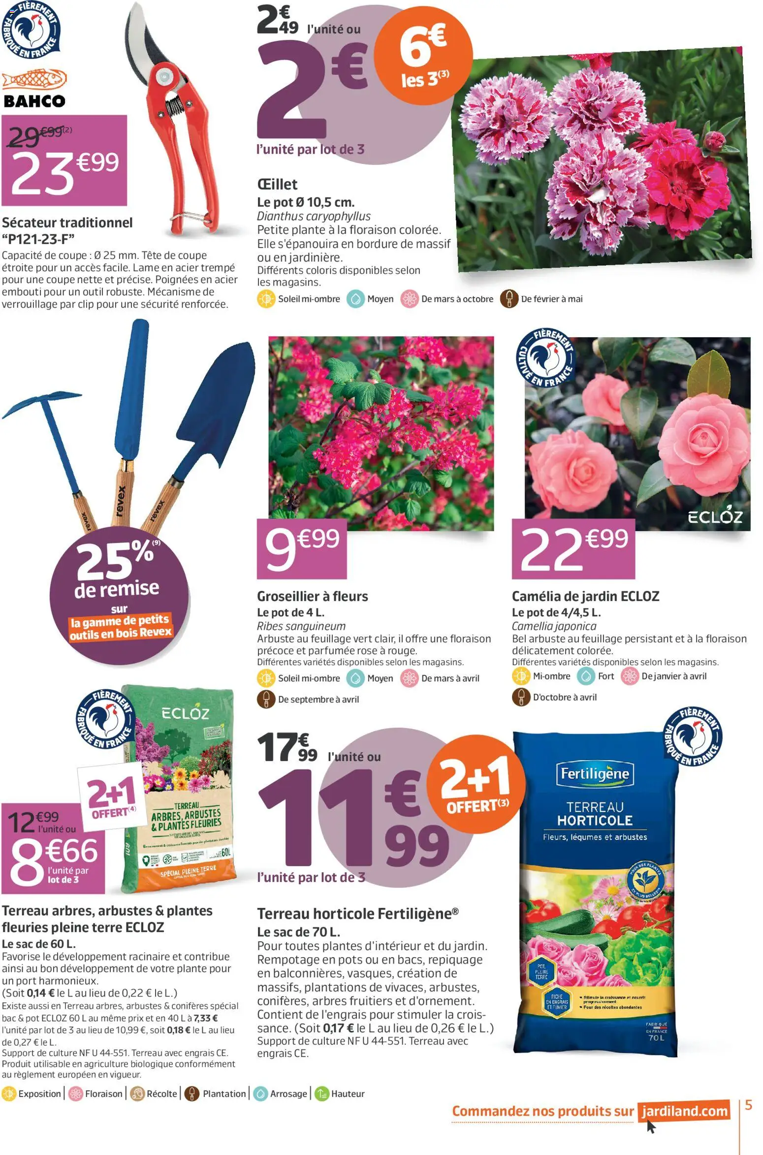 {H1} | Page: 5 | Produits: Sac, Poignées, Terreau horticole, Sécateur