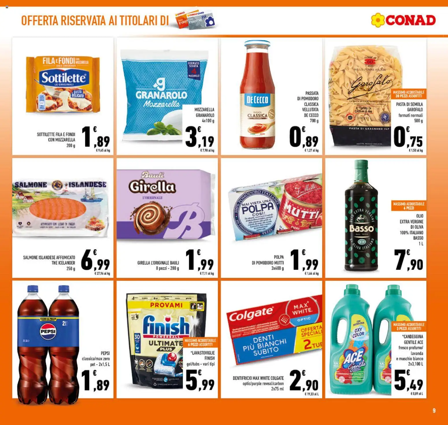 Volantino Conad del 27.12.2025 | Pagina: 9 | Prodotti: Dentifricio, Pasta, Lavanda, Pepsi