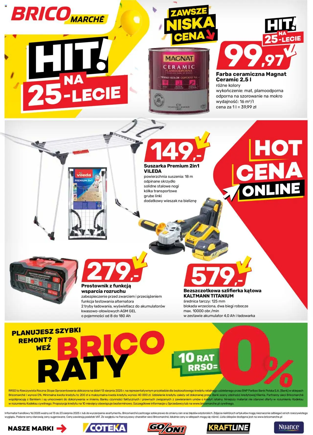 Brico Marché Gazetka od 13.08.2025 | Strona: 10 | Produkty: Ładowarka, Suszarka, Vileda, Szlifierka