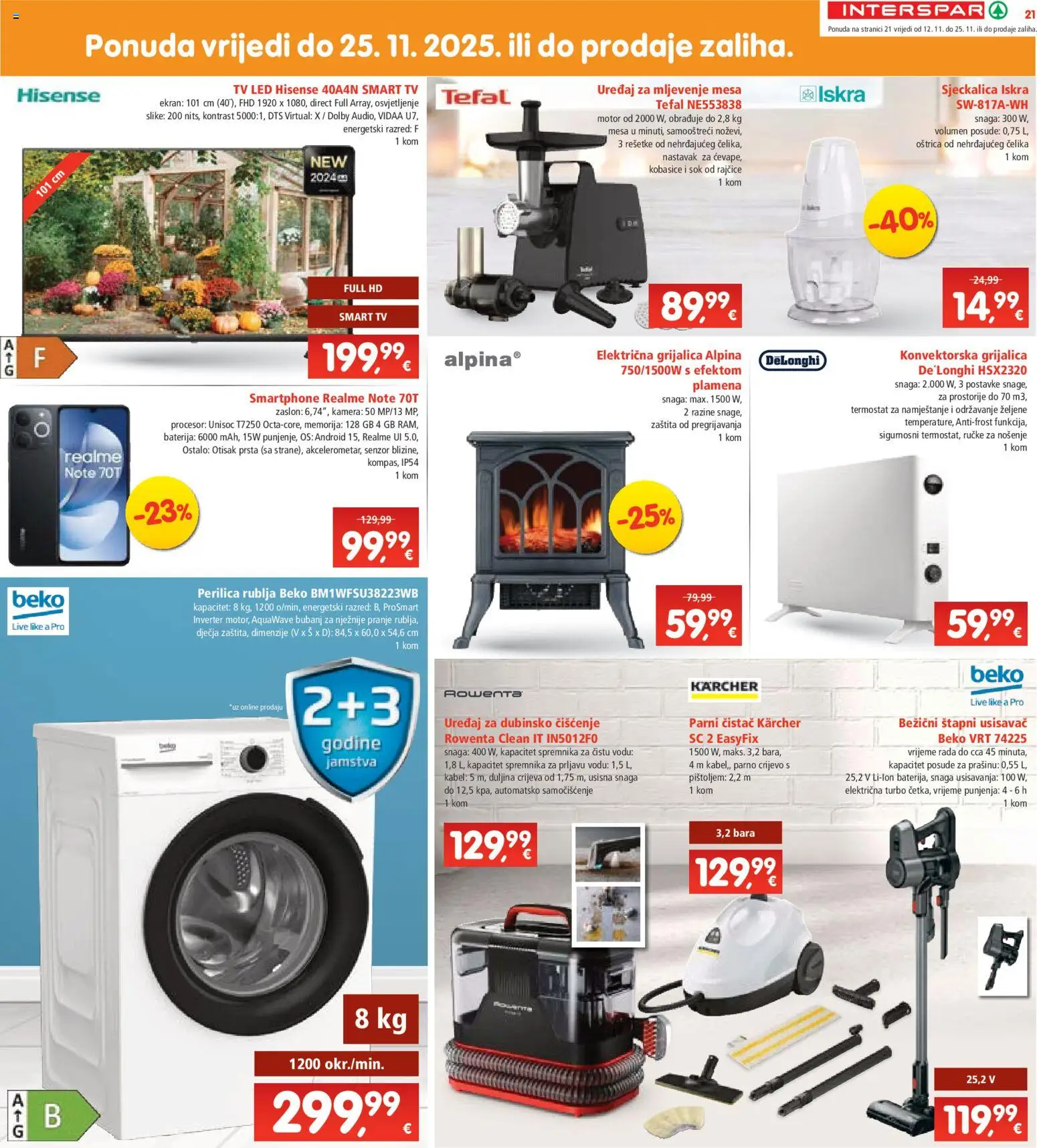 Interspar katalog | vrijedi od 12.11.2025 | Stranica: 26 | Proizvodi: Usisavač, Perilica rublja, Kabel, Parni čistač