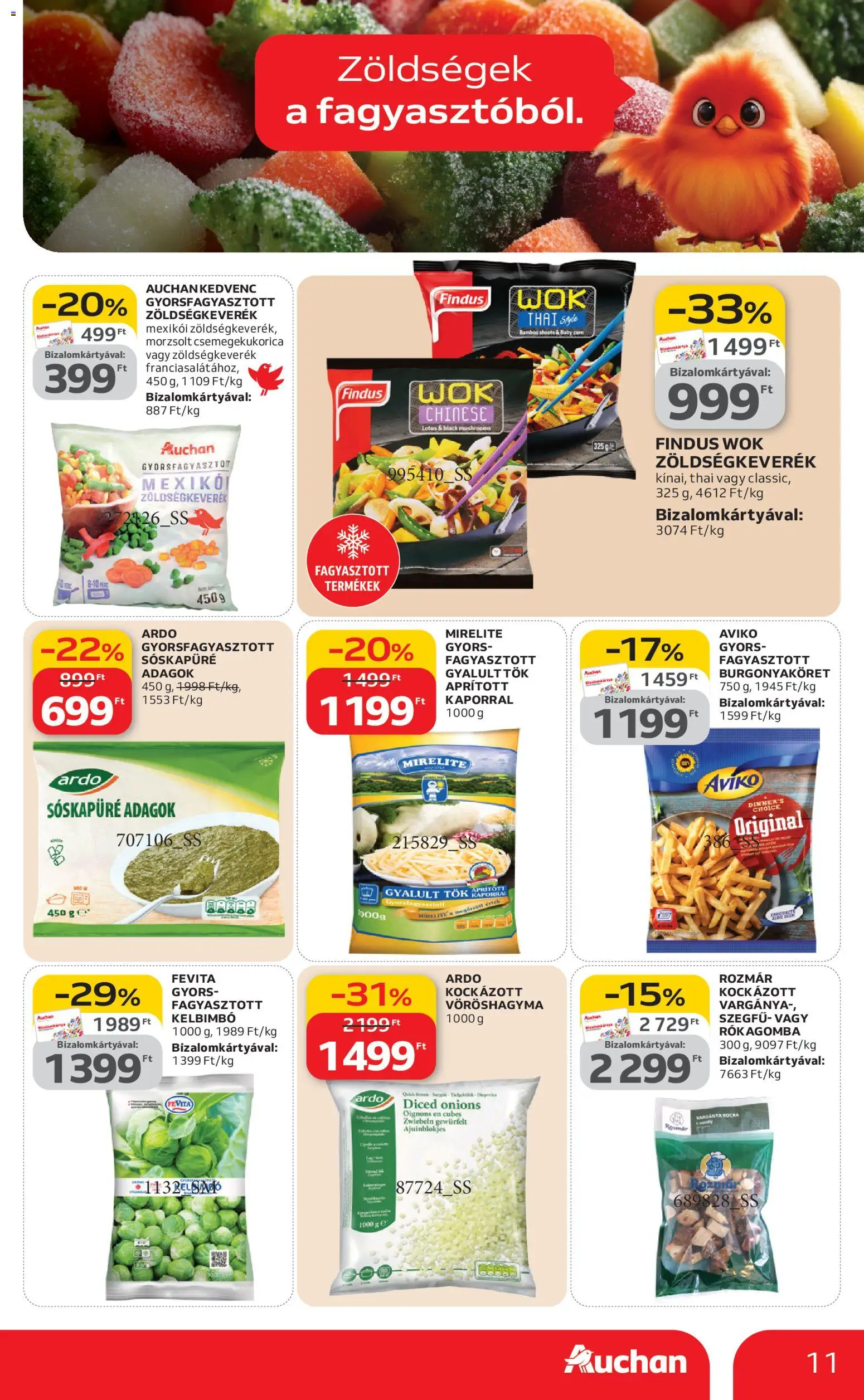 Auchan akciós ujság - amely érvényes a következő dátumtól: 05.02.2026 | Oldal: 11 | Termékek: Csemegekukorica, Tök, Vöröshagyma, Kelbimbó