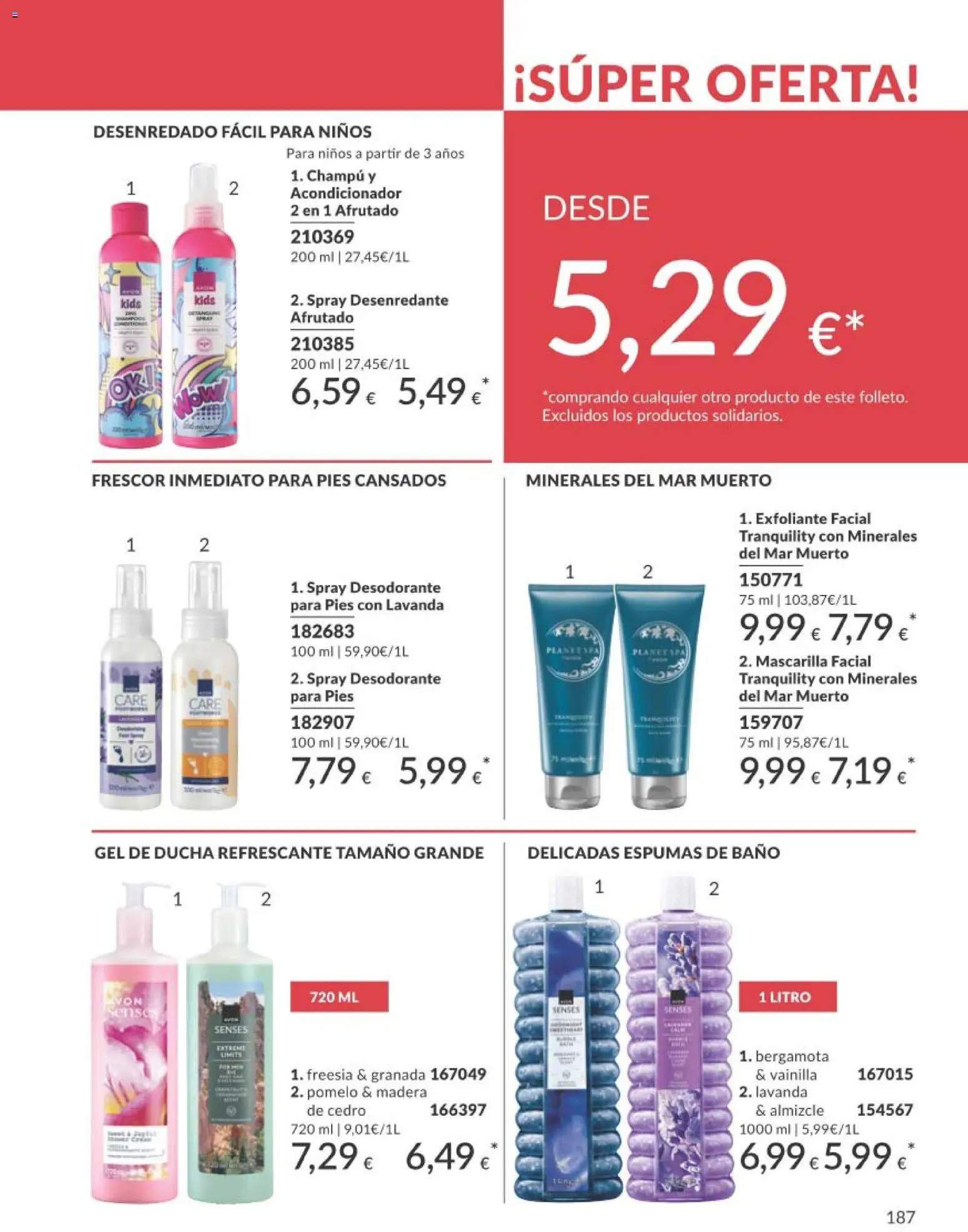 Catálogo AVON campaña 1 │ válido desde el 01.01.2026 | Página: 187 | Productos: Gel de ducha, Mascarilla facial, Baño, Ducha