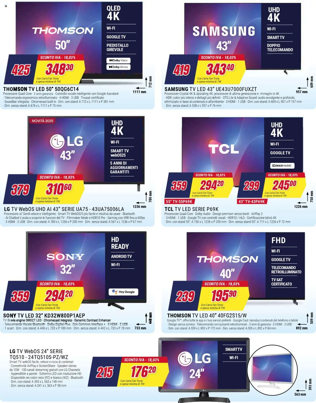 Volantino Trony del 02.10.2025 | Pagina: 6 | Prodotti: smart TV, Soundbar, USB, Fan