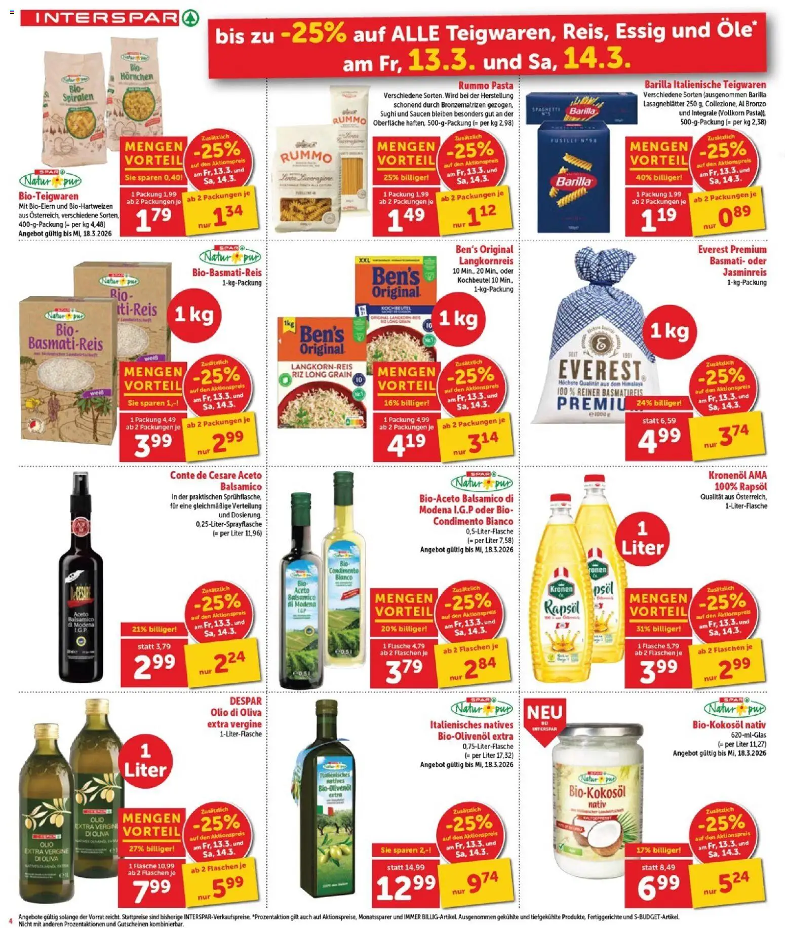 Interspar Flugblatt - Burgenland gültig ab 12.03.2026 | Seite: 4 | Produkte: Pasta, Fertiggerichte, Hajdina liszt