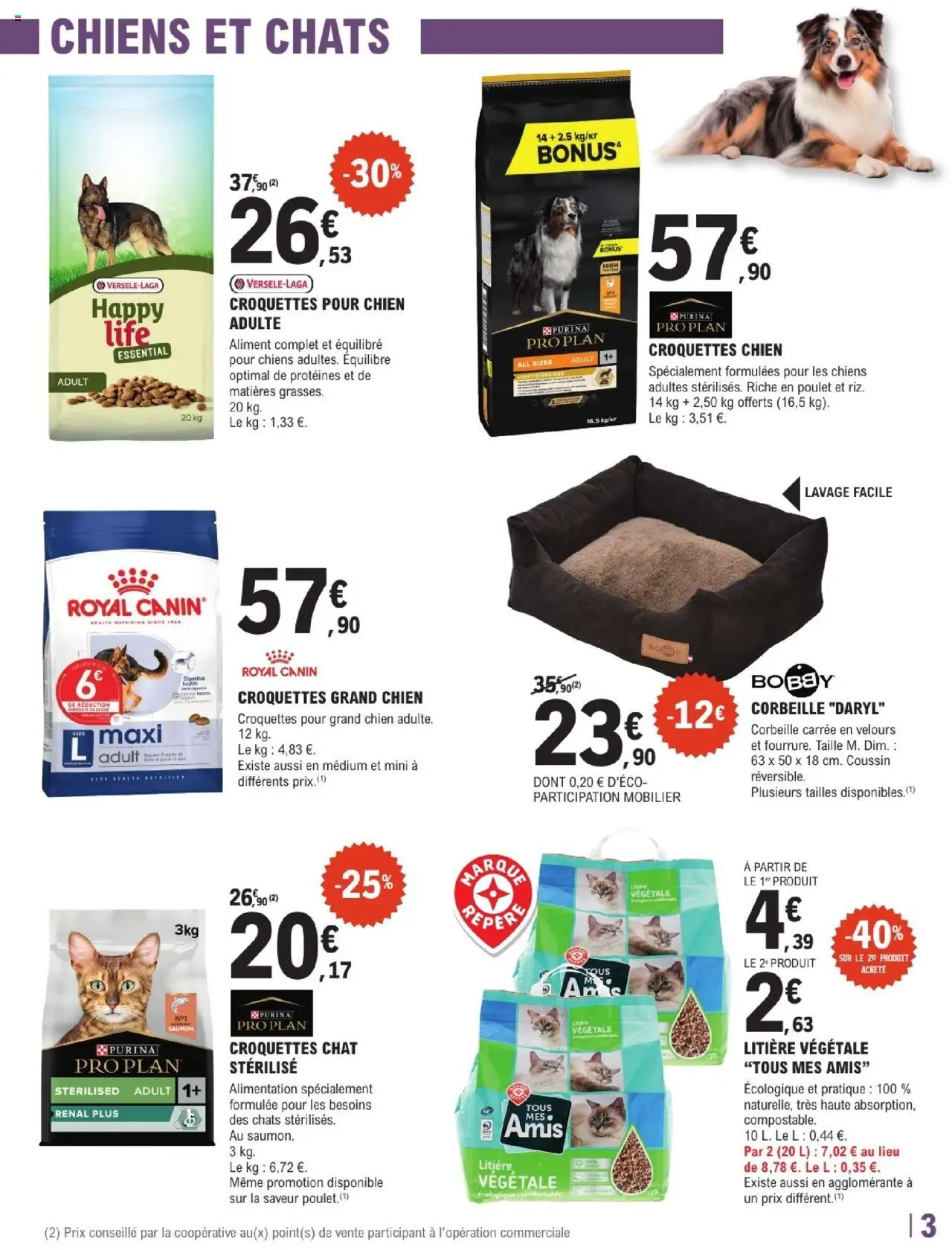  | Page: 3 | Produits: Litière, Croquettes pour chien, Croquettes chat, Saumon