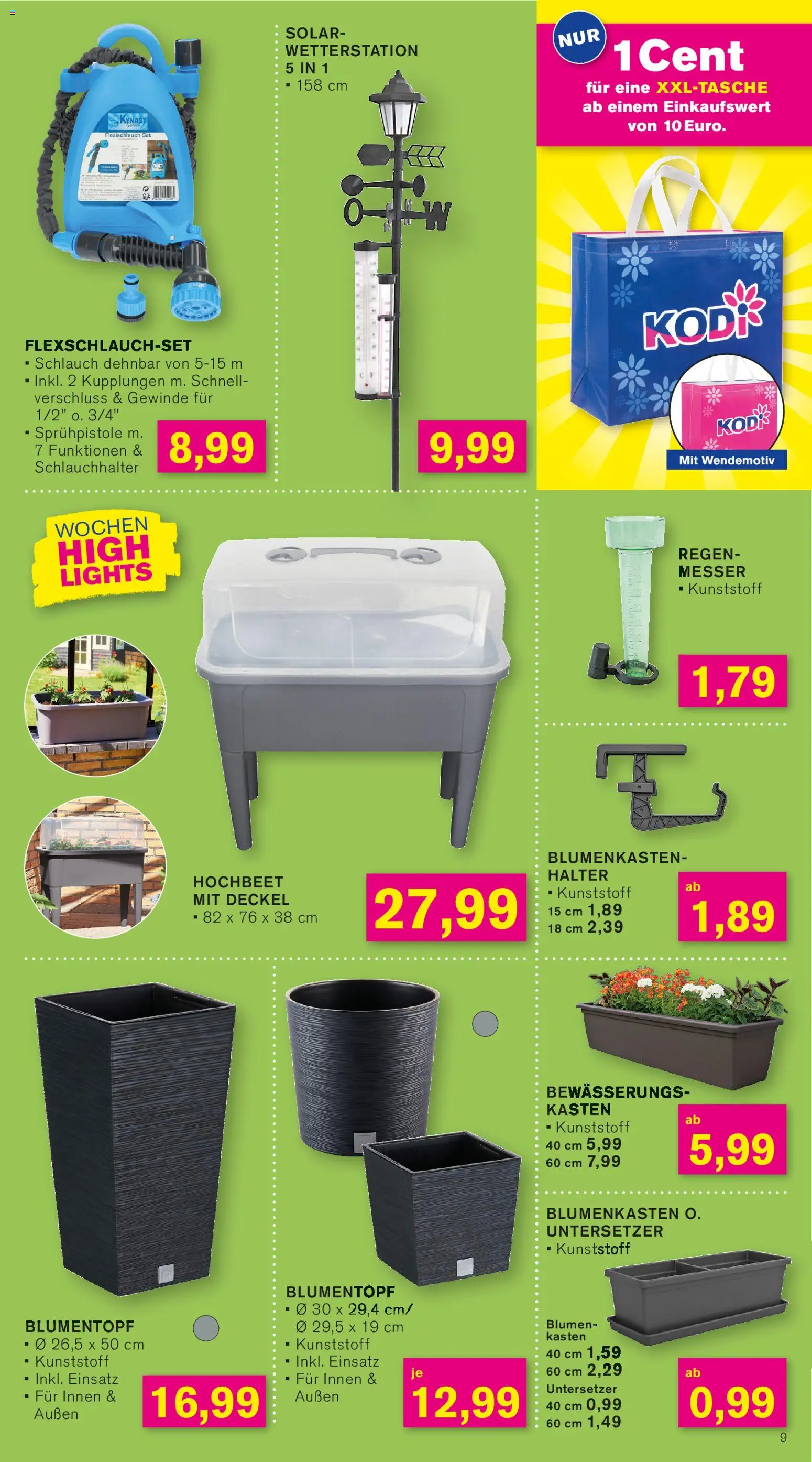KODi Prospekt 	 – gültig ab 02.03.2026 | Seite: 9 | Produkte: Wetterstation, Hochbeet, Blumentopf, Blumen