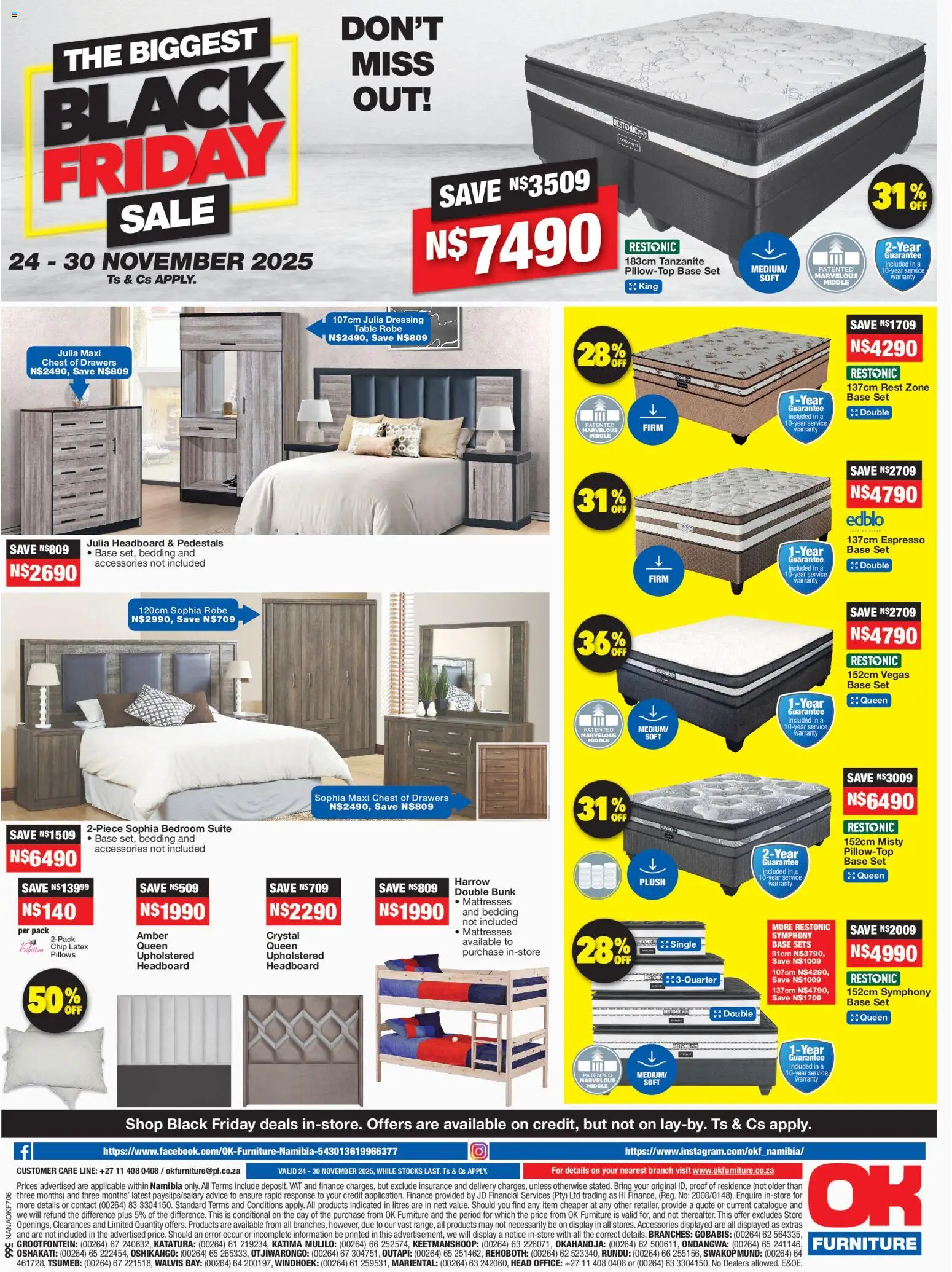 New OK Furniture catalogue – valid from 24.11.2025 | Page: 8 | Products: Headboard, Chest of drawers, Table, Double bunk