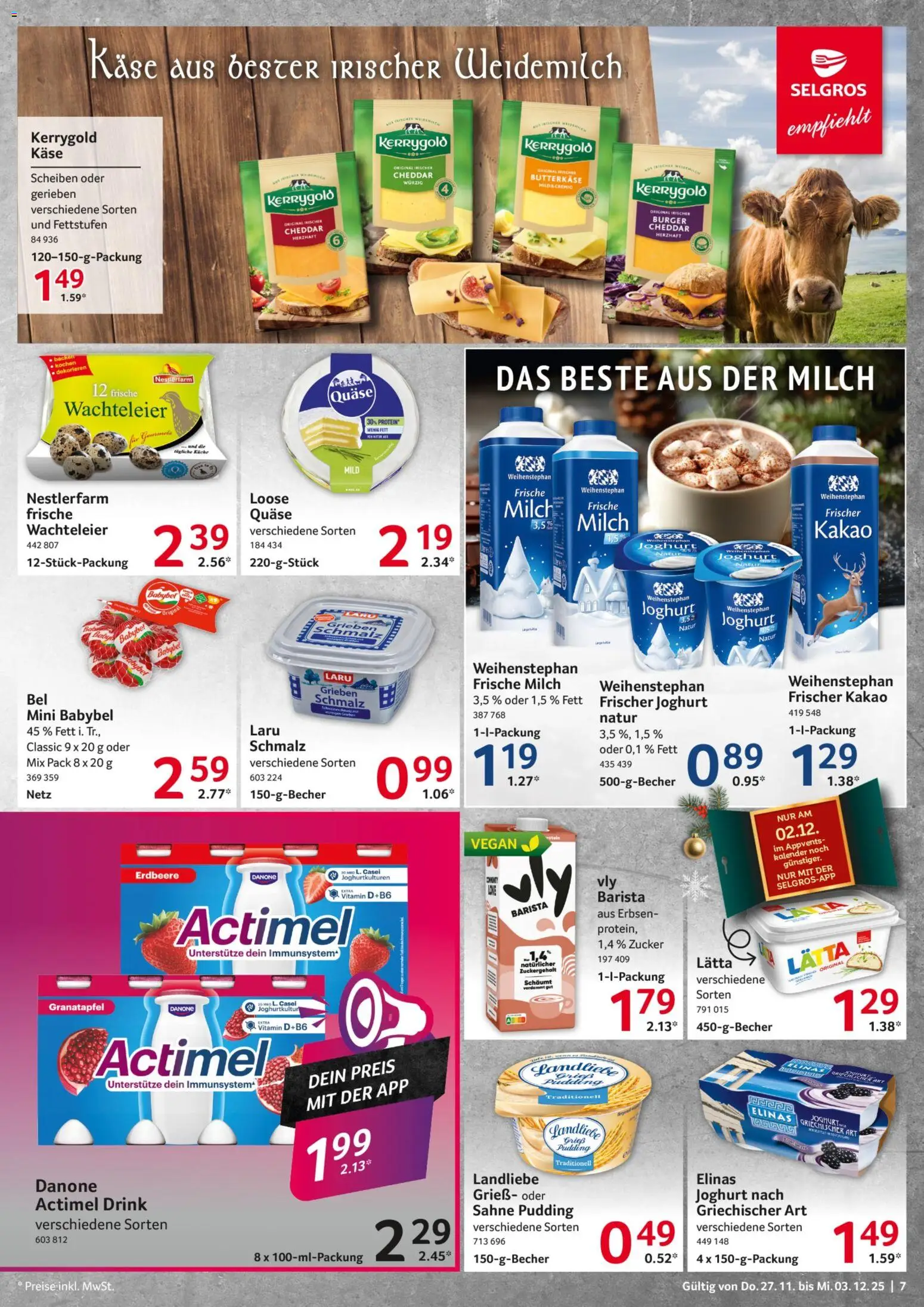 Selgros Prospekt 	 – gültig ab 27.11.2025 | Seite: 7 | Produkte: Käse, Joghurt, Zucker, Lätta