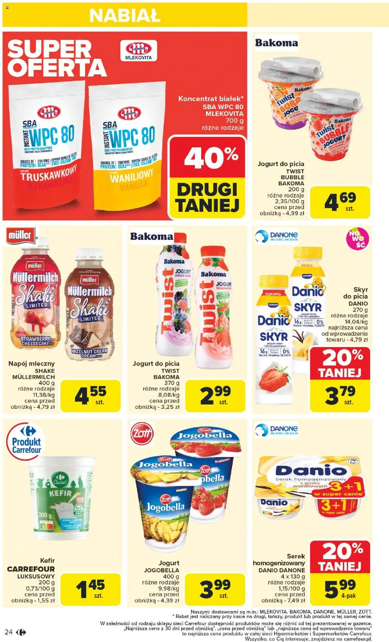 Carrefour Gazetka od 18.08.2025 | Strona: 26 | Produkty: Serek homogenizowany, Jogurt, Truskawki, Skyr