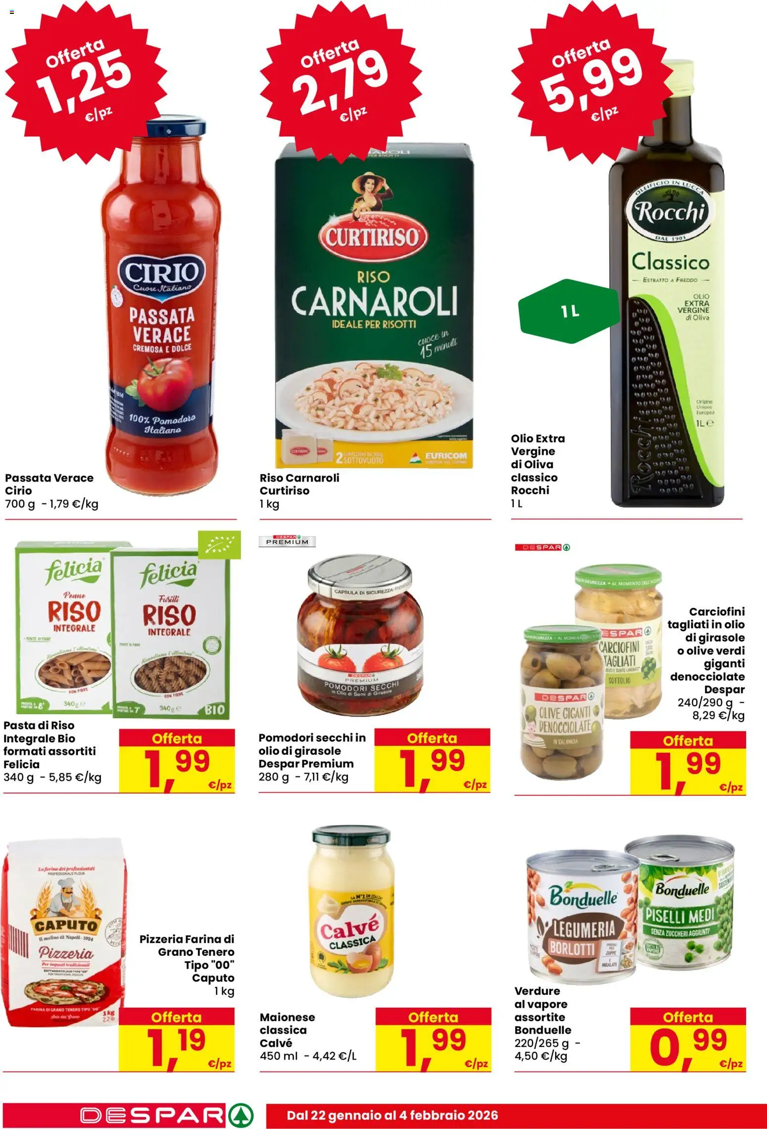 Volantino Despar del 22.01.2026 | Pagina: 16 | Prodotti: Insalata, Pasta, Piselli, Penne