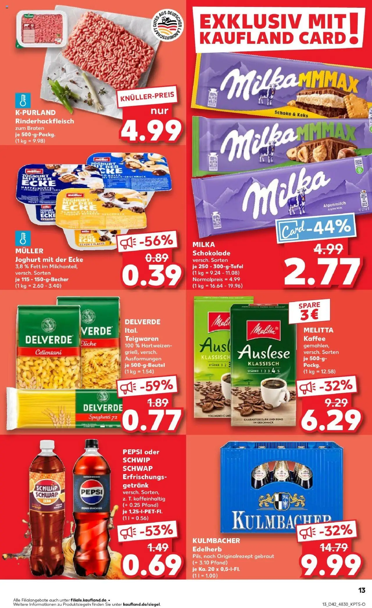 Kaufland prospekt Ansbach	 – gültig ab 19.10.2025 | Seite: 13 | Produkte: Melitta, Schokolade, Schwip schwap, Pasta